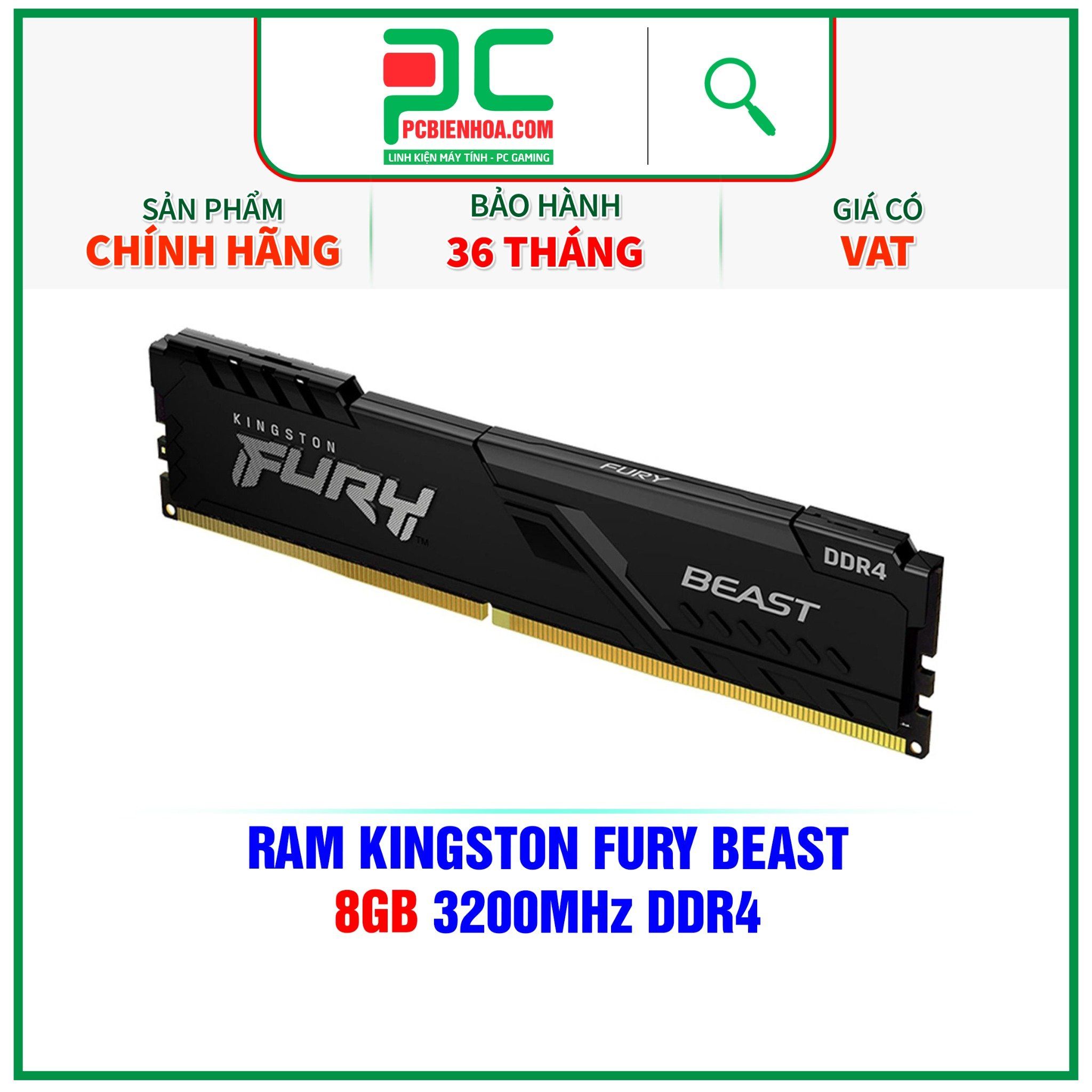  RAM KINGSTON FURY BEAST 8GB 3200MHz DDR4 