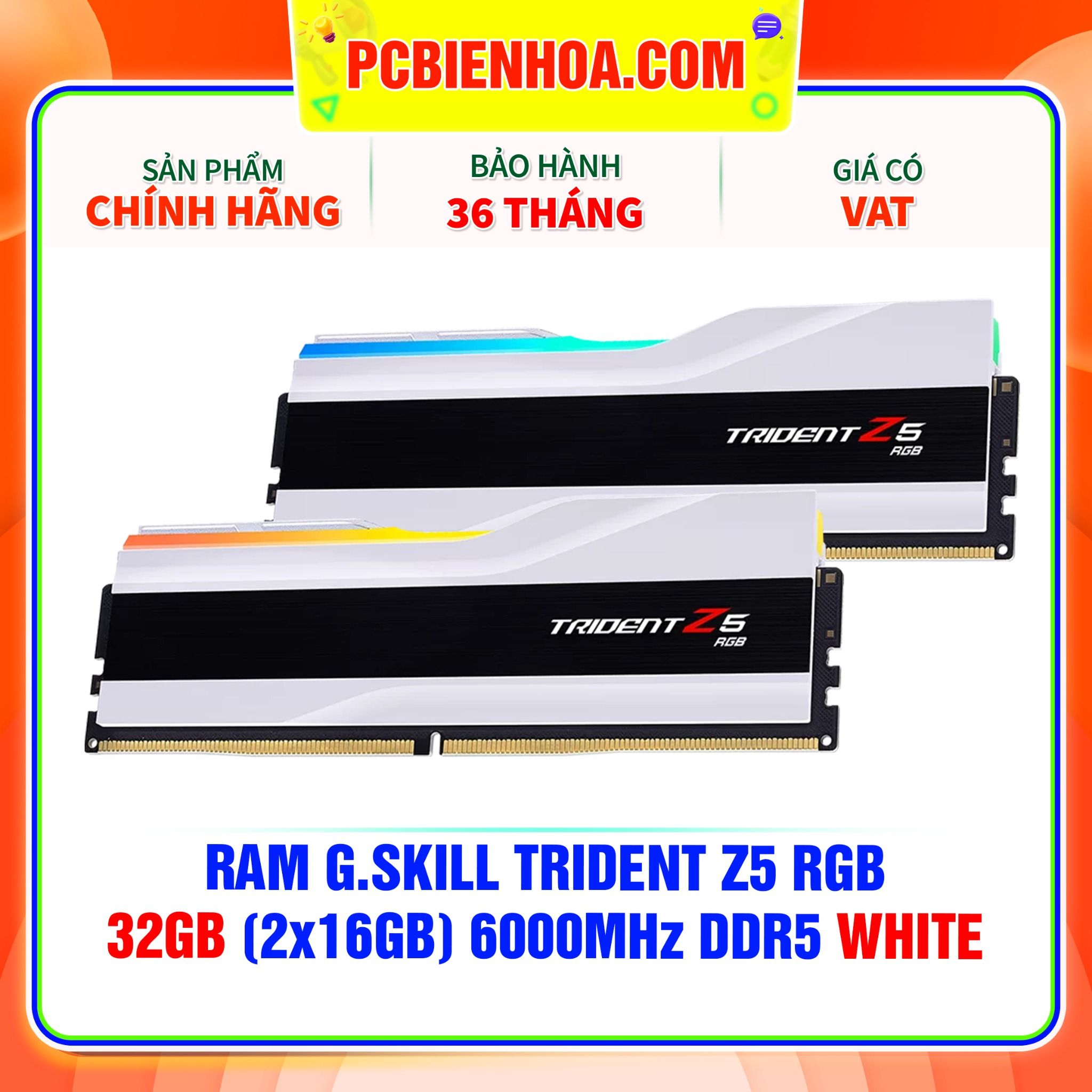  RAM G.SKILL TRIDENT Z5 RGB 32GB (2x16GB) 6000MHz DDR5 WHITE ( F5-6000J3238F16GX2-TZ5RW ) 