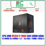  CPU AMD Ryzen 9 7900X BOX CHÍNH HÃNG ( 12 NHÂN 24 LUỒNG / 4.7 - 5.6 GHz / 76MB / RADEON VEGA 2 GRAPHICS ) 
