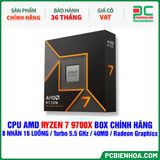  CPU AMD RYZEN 7 9700X BOX CHÍNH HÃNG ( 8 NHÂN 16 LUỒNG / Turbo 5.5 GHz / 40MB / Radeon Graphics ) 