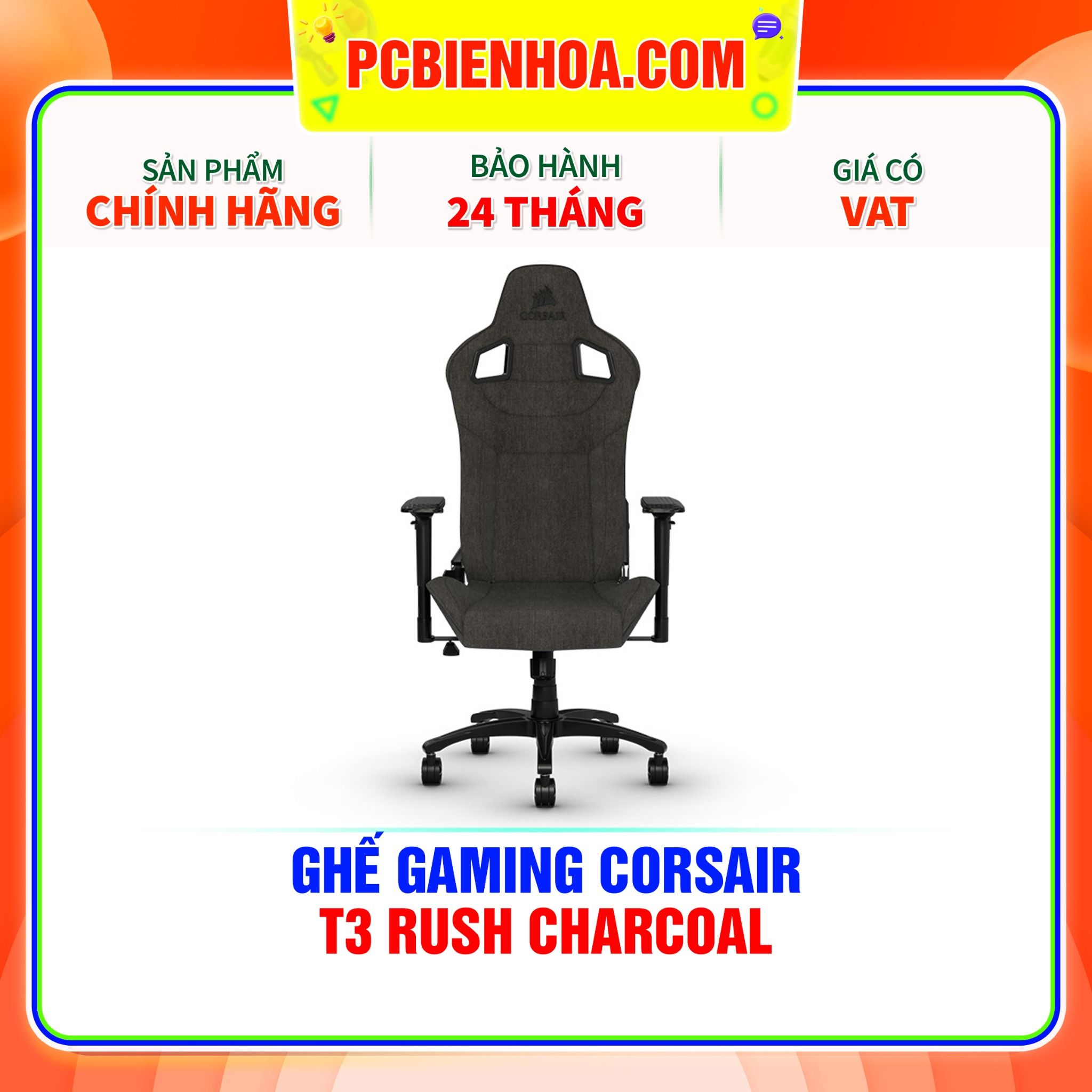 Ghế CORSAIR T3 RUSH - Charcoal – Playzone