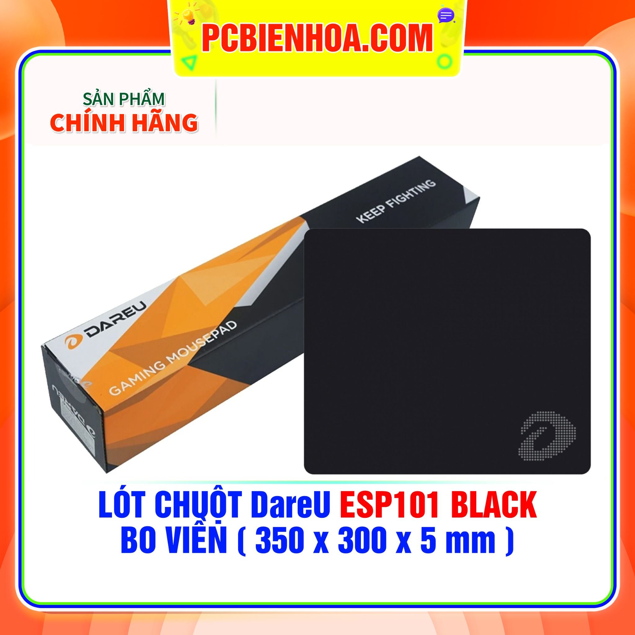  LÓT CHUỘT DareU ESP101 BLACK - BO VIỀN ( 350 x 300 x 5 mm ) 
