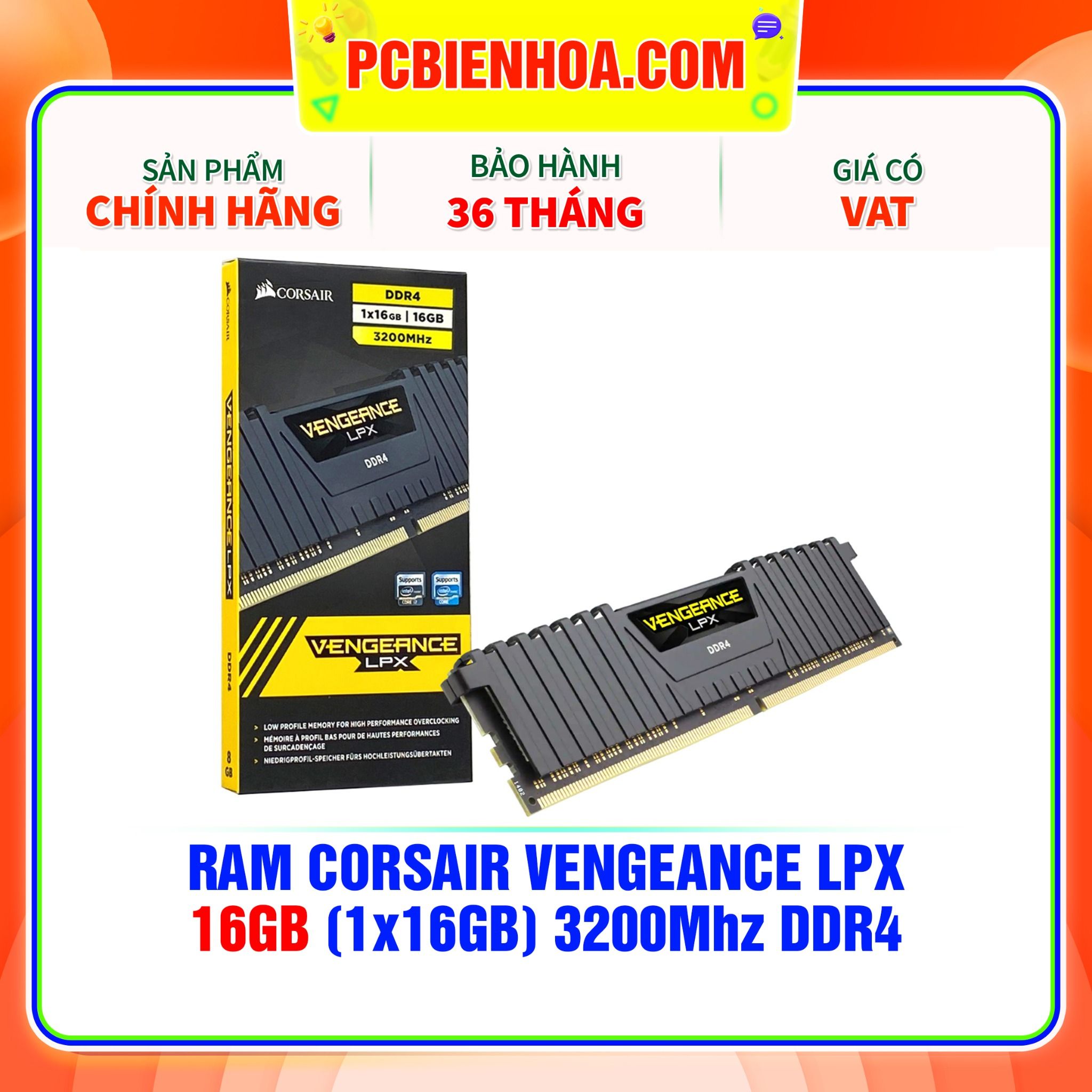  RAM CORSAIR VENGEANCE LPX 16GB (1x16GB) 3200Mhz DDR4 