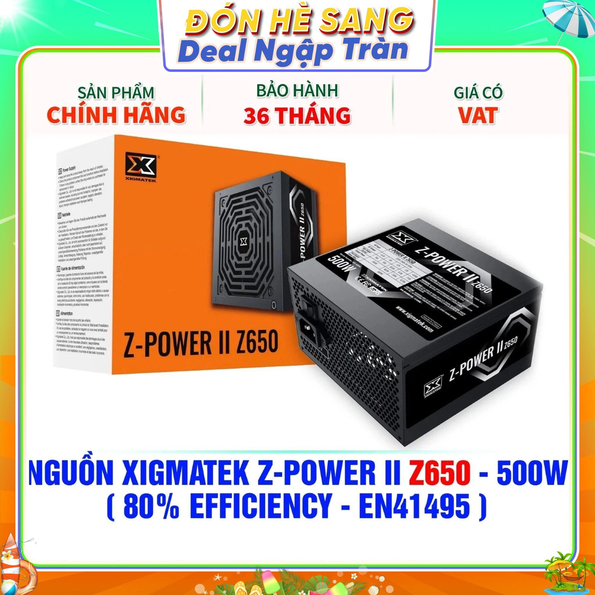  NGUỒN XIGMATEK Z-POWER II Z650 - 500W ( 80% EFFICIENCY - EN41495 ) 
