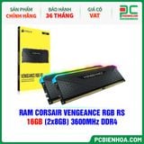  RAM CORSAIR VENGEANCE RGB RS - 16GB (2x8GB) 3600MHz DDR4 (CMG16GX4M2D3600C18) 