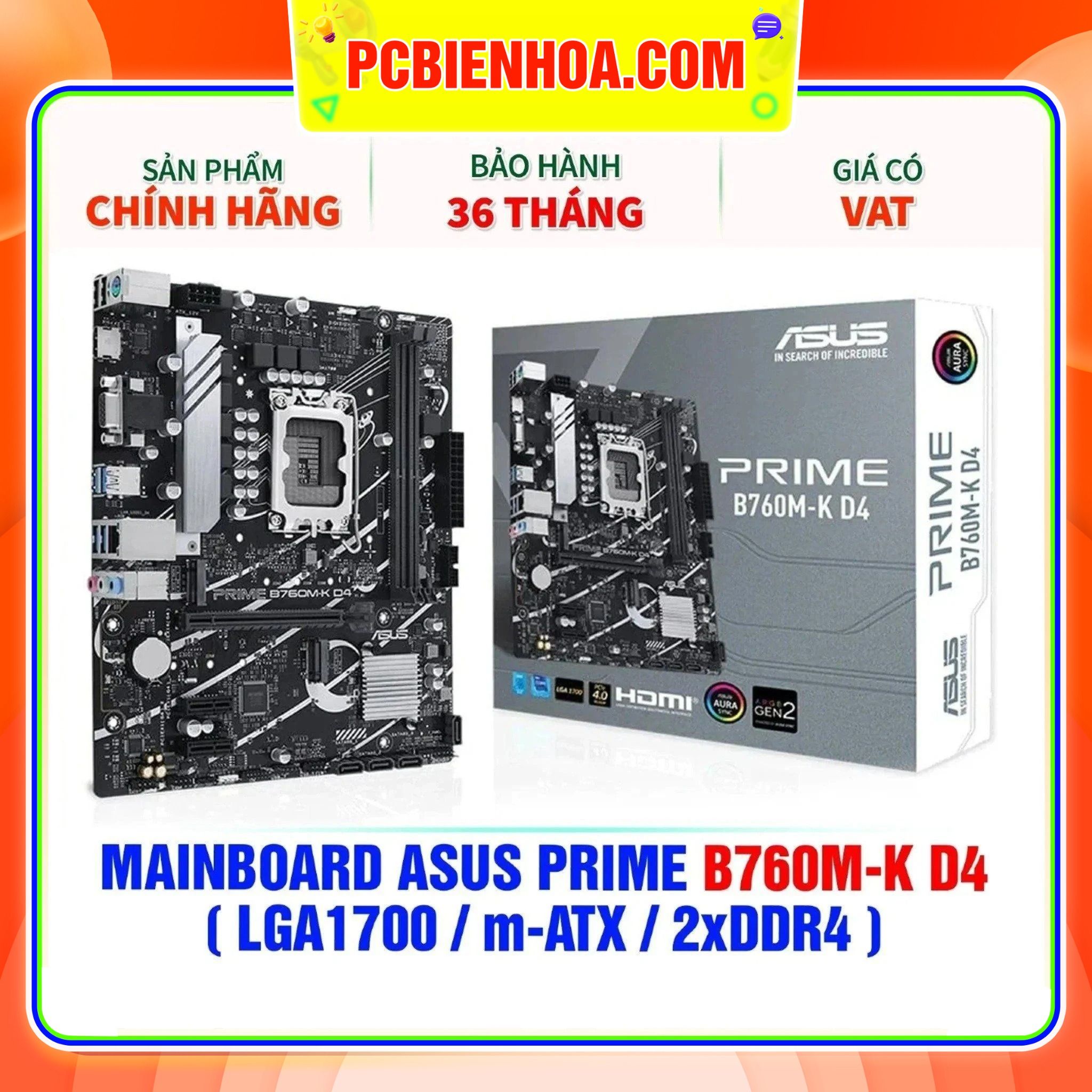  MAINBOARD ASUS PRIME B760M-K D4 ( LGA1700 / m-ATX / 2xDDR4 ) 