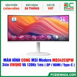  MÀN HÌNH CONG MSI Modern MD342CQPW - 34in UWQHD VA 120Hz 1ms ( DP / HDMI / USB Type-C ) 