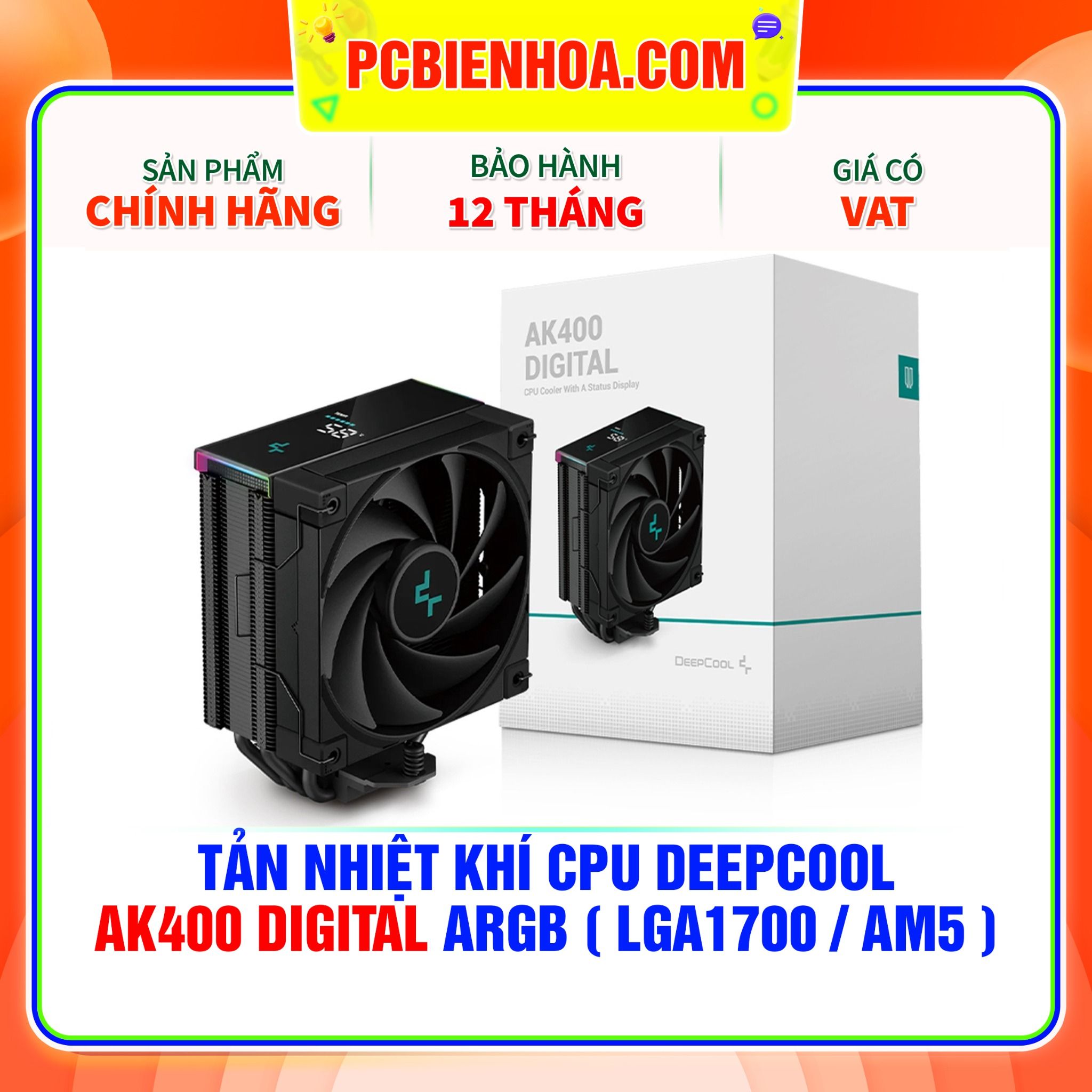  TẢN NHIỆT KHÍ CPU DEEPCOOL AK400 DIGITAL - LED ARGB ( HỖ TRỢ SOCKET LGA1700 / AM5 ) 