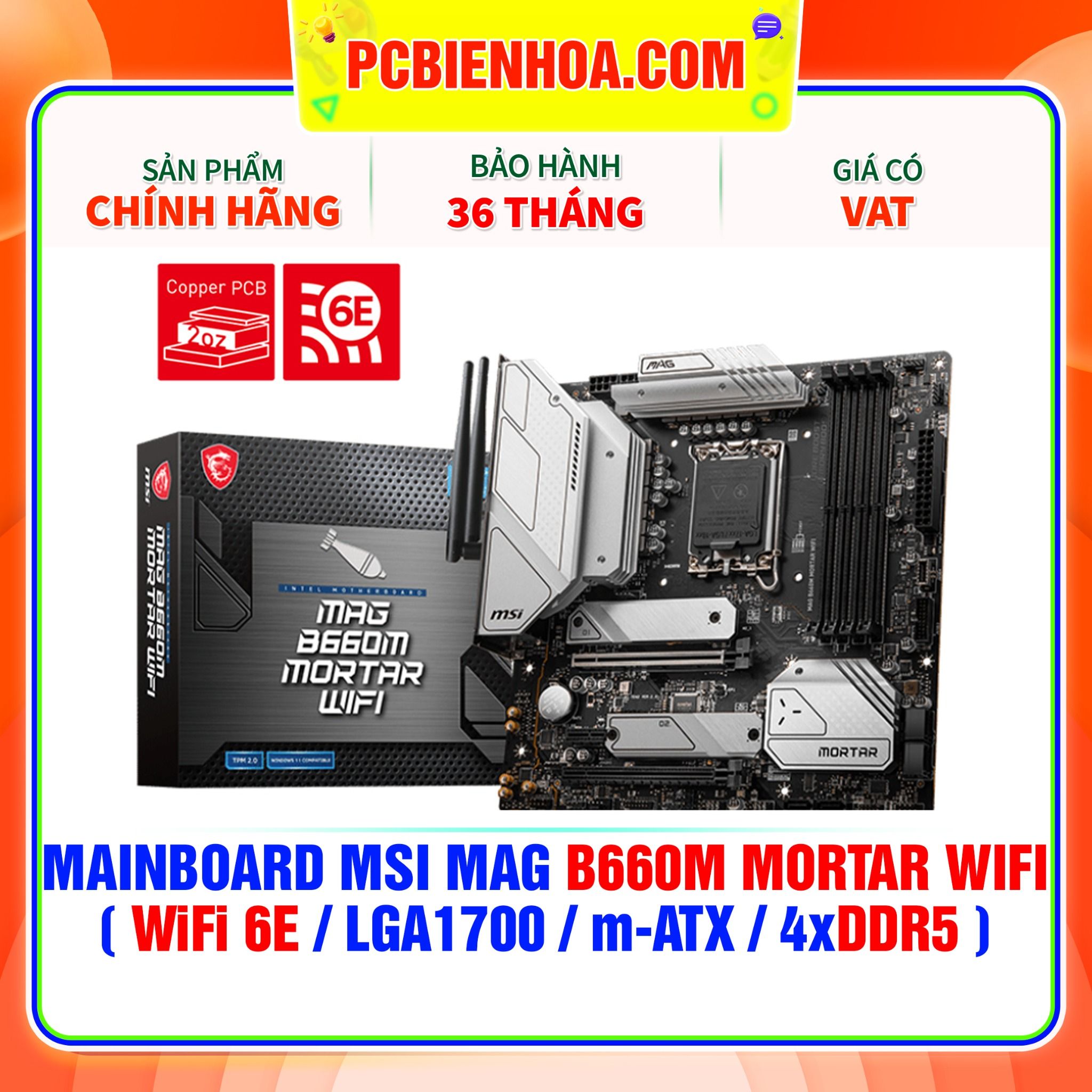  DDR5 - MAINBOARD MSI MAG B660M MORTAR WIFI  ( WiFi 6E / LGA1700 / m-ATX / 4xDDR5 ) 