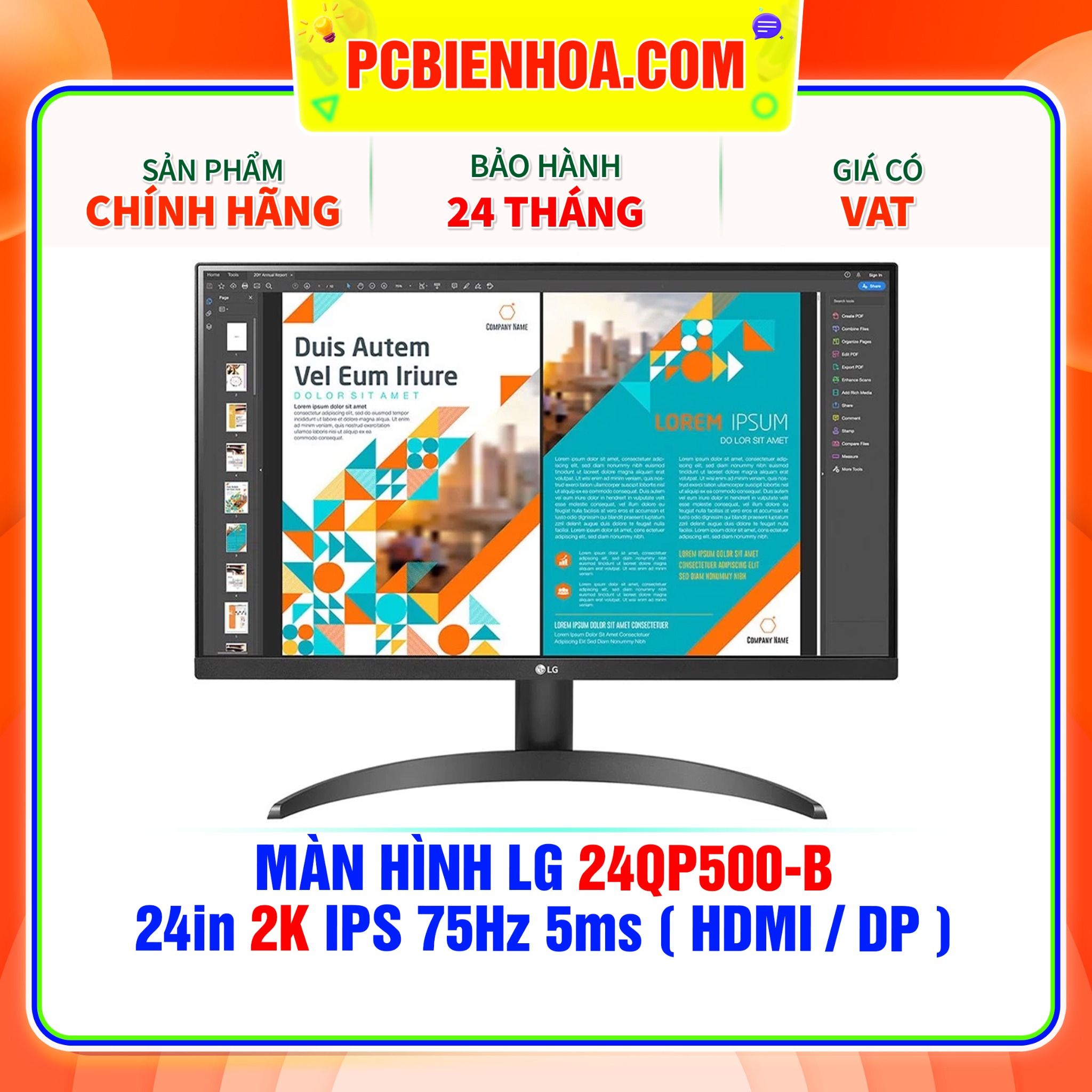  MÀN HÌNH LG 24QP500-B 24in 2K IPS 75Hz 5ms ( HDMI / DP ) 