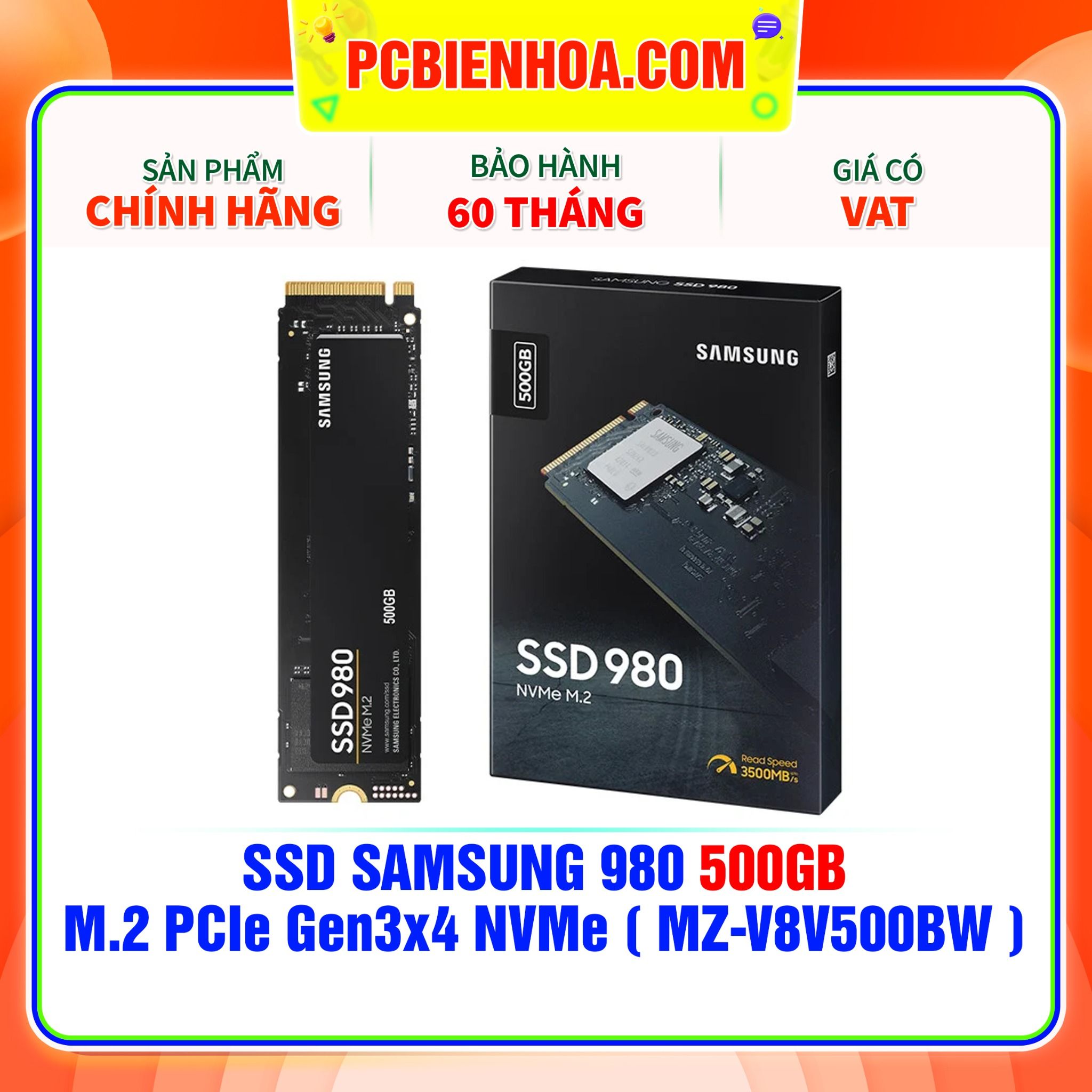  SSD SAMSUNG 980 500GB - M.2 PCIe Gen3x4 NVMe ( MZ-V8V500BW ) 