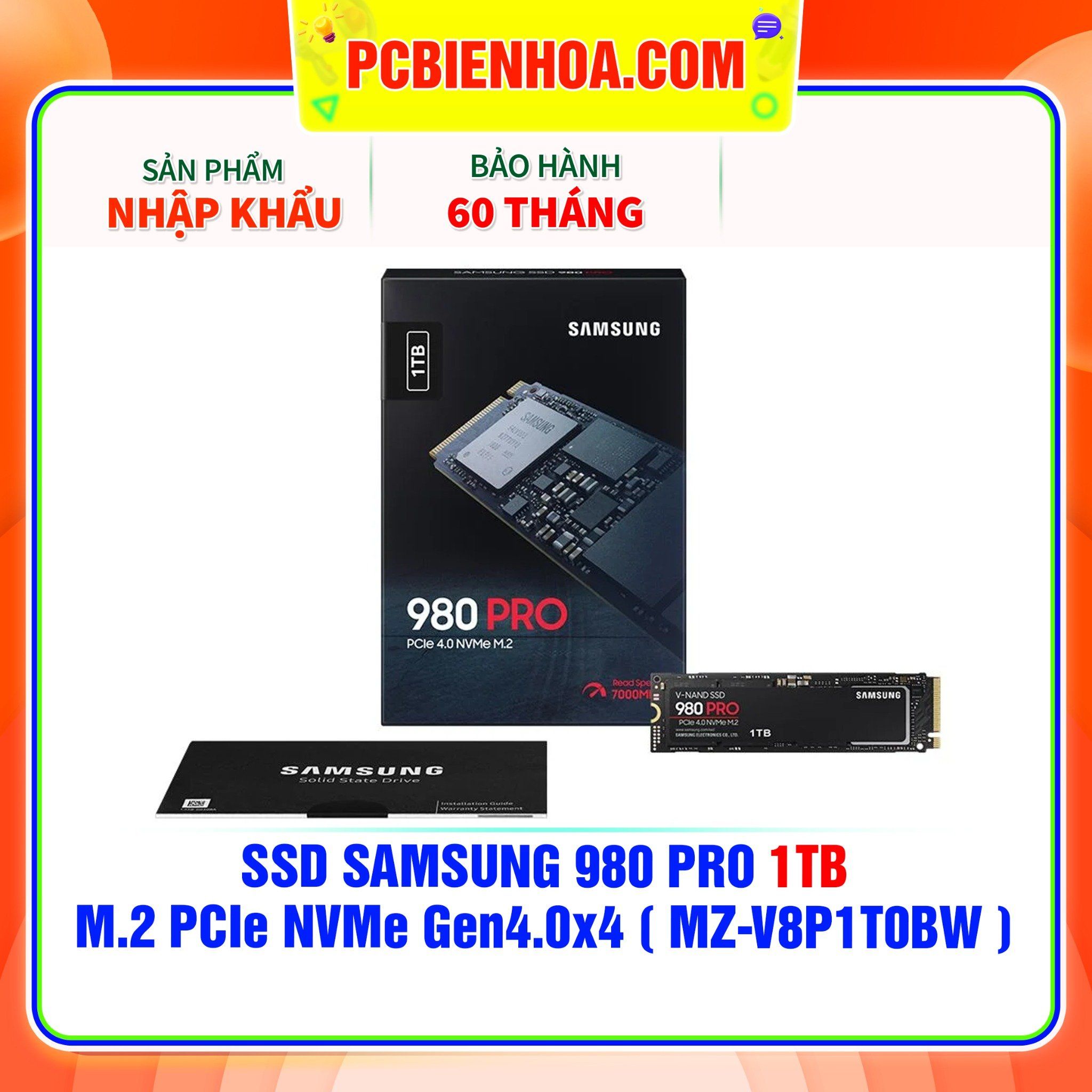  SSD SAMSUNG 980 PRO 1TB M.2 PCIe NVMe Gen4.0x4 ( MZ-V8P1T0BW ) ( HÀNG NHẬP KHẨU ) 