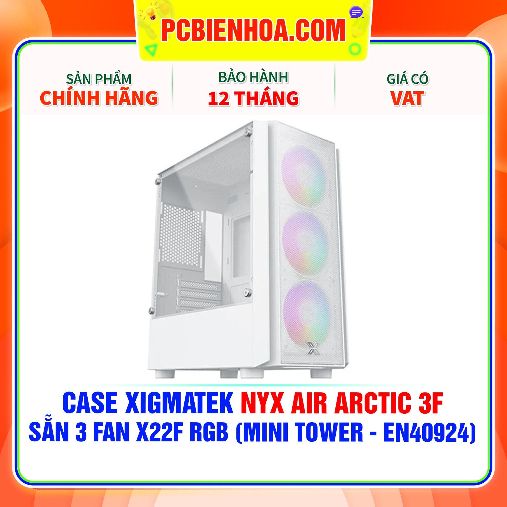  CASE XIGMATEK NYX AIR ARCTIC 3F - SẴN 3 FAN X22F RGB ( MINI TOWER - EN40924 ) 