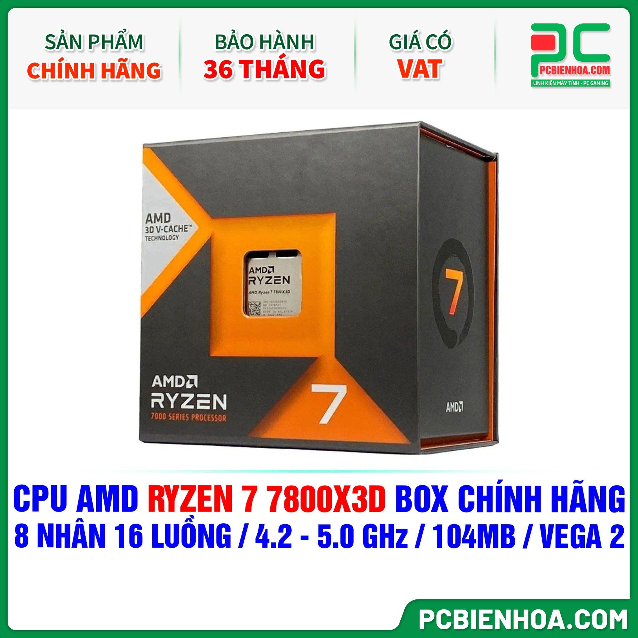 CPU AMD Ryzen 7 7800X3D CHÍNH HÃNG ( 8 NHÂN 16 LUỒNG 5.0 GHz CPU AMD Ryzen 7 7800X3D CHÍNH HÃNG ( 8 NHÂN 16 LUỒNG 5.0 GHz