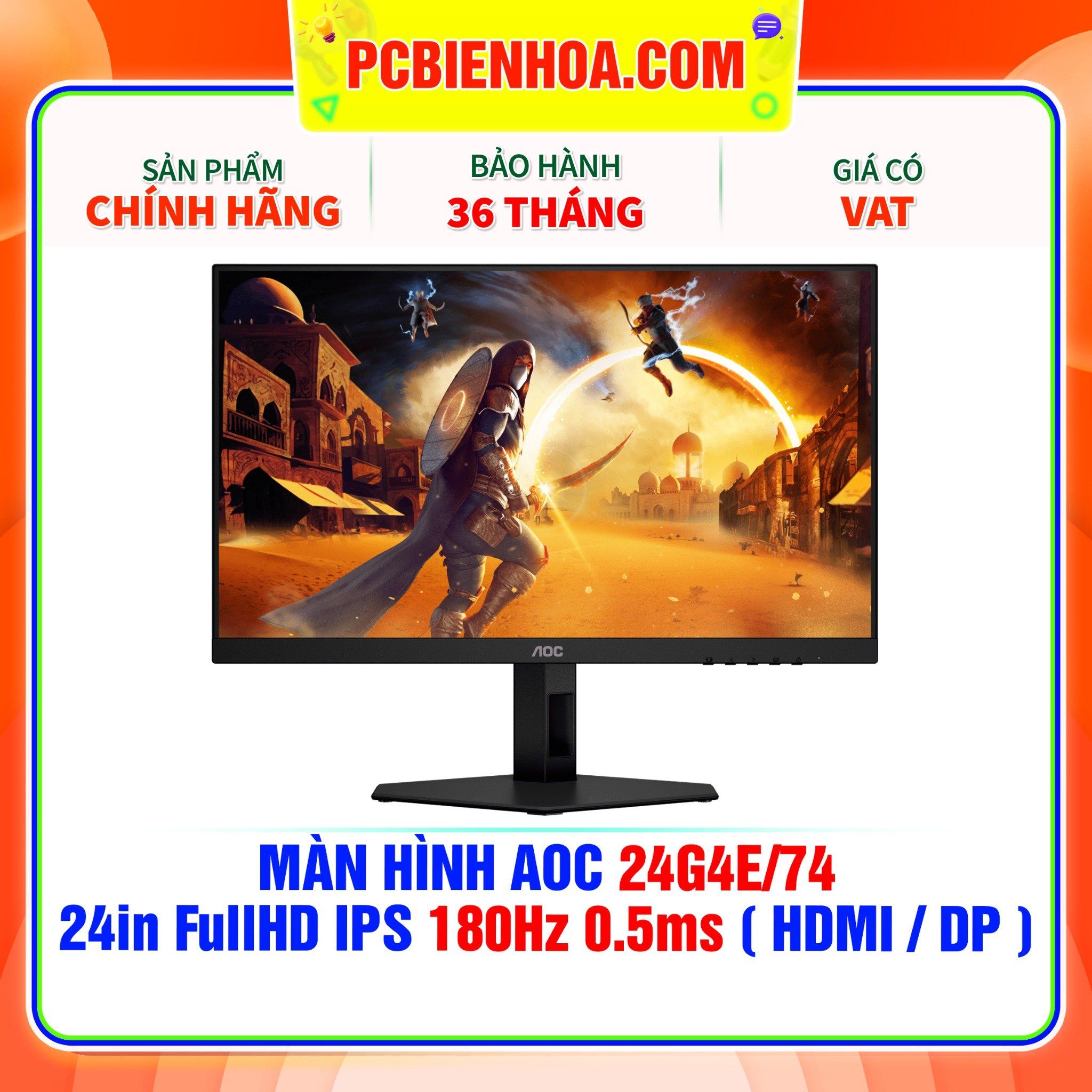  MÀN HÌNH AOC 24G4E/74 - 24in FullHD IPS 180Hz 0.5ms ( HDMI / DP ) 