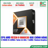 CPU AMD Ryzen 9 9900X3D BOX CHÍNH HÃNG ( 12 NHÂN 24 LUỒNG / Turbo 5.5 GHz / 140MB / Radeon Graphics ) 