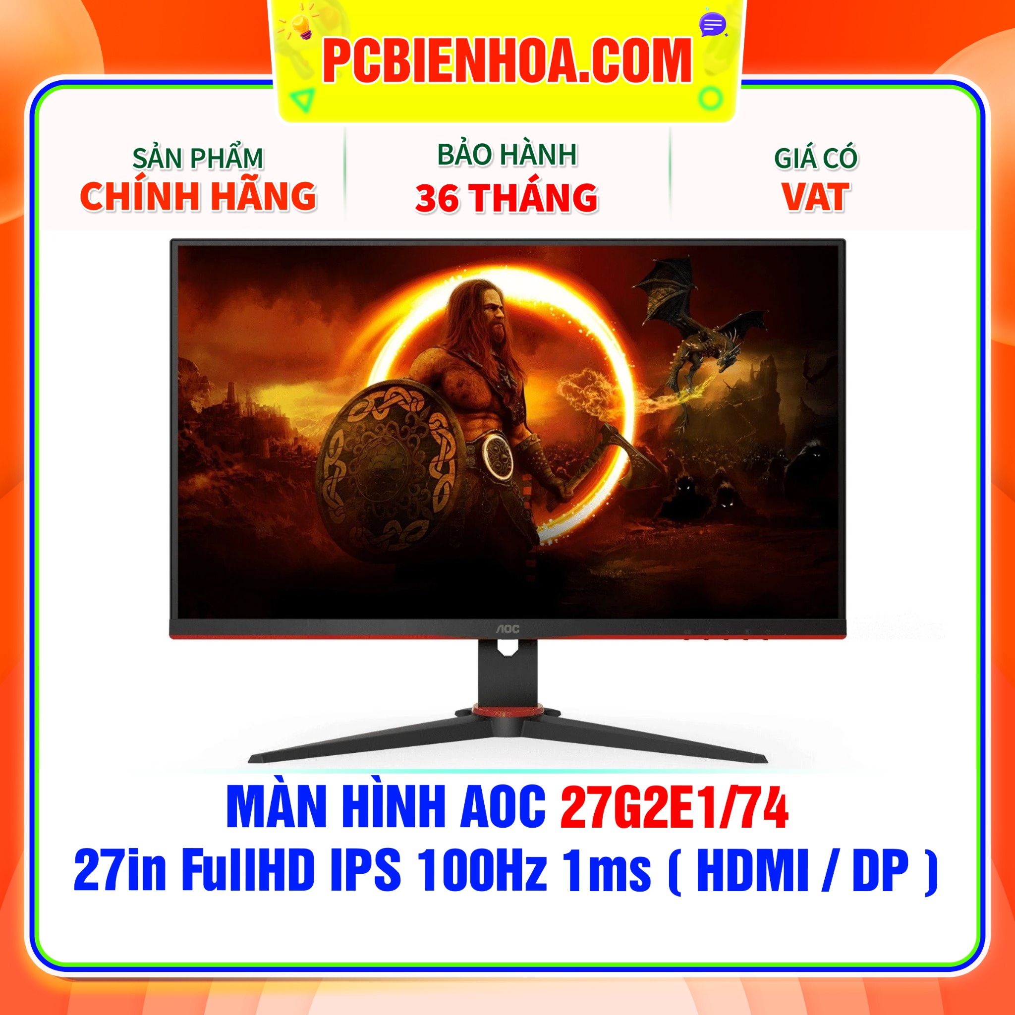  MÀN HÌNH AOC 27G2E1/74 - 27in FullHD IPS 100Hz 1ms ( HDMI / DP ) 