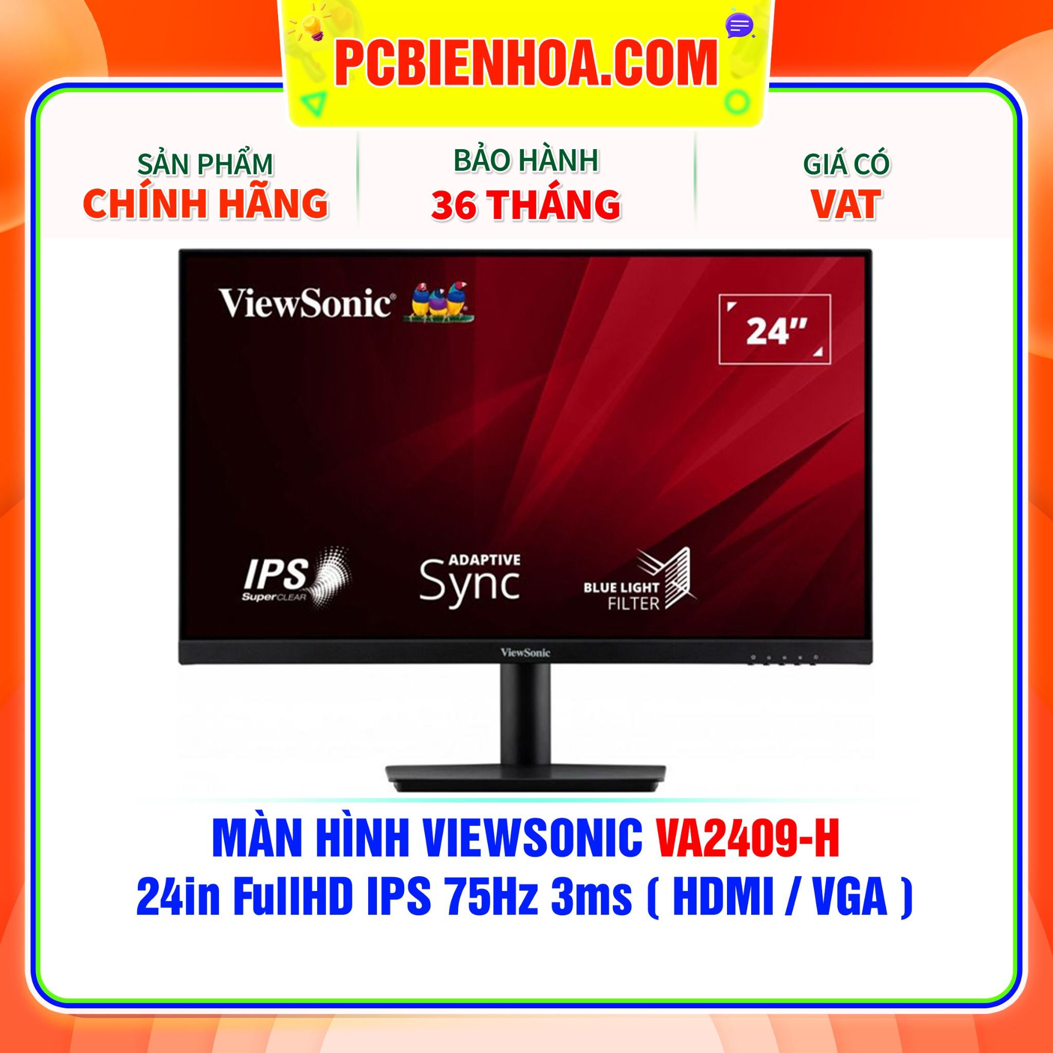  MÀN HÌNH VIEWSONIC VA2409-H 24in FullHD IPS 75Hz 3ms ( HDMI / VGA ) 