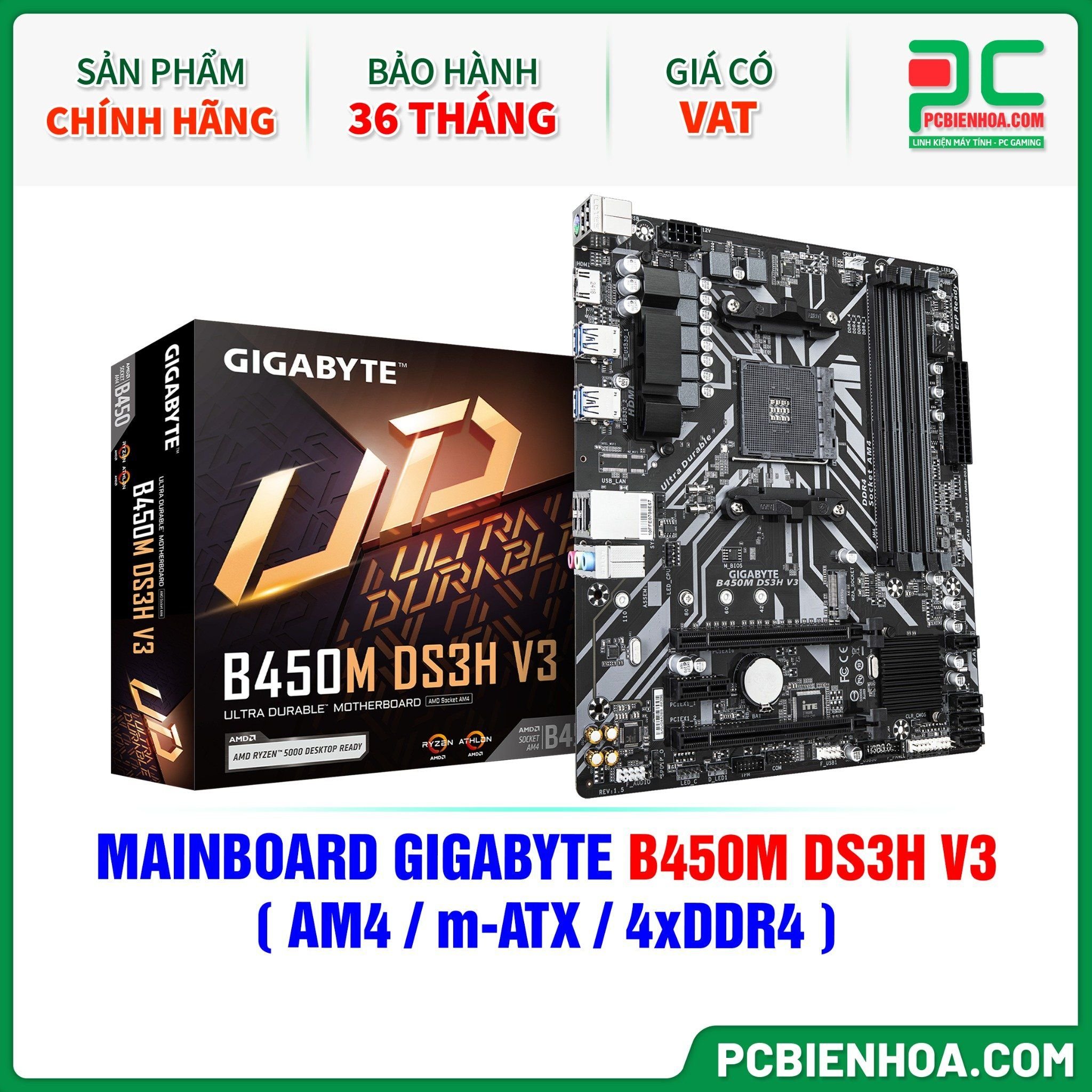  MAINBOARD GIGABYTE B450M DS3H V3 ( AM4 / m-ATX / 4xDDR4 ) 