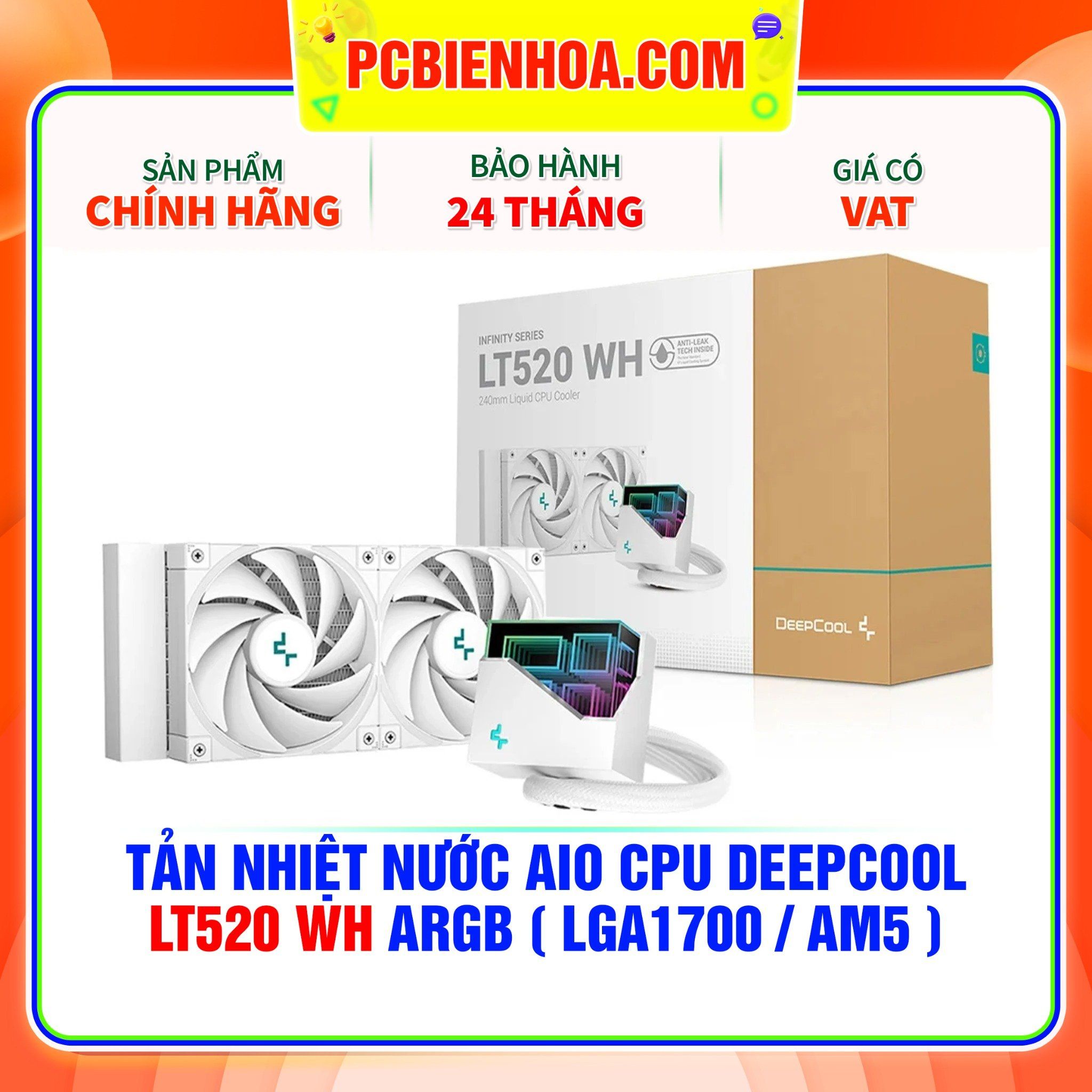  TẢN NHIỆT NƯỚC AIO CPU DEEPCOOL LT520 WH ARGB ( HỖ TRỢ SOCKET LGA1700 / AM5 ) 