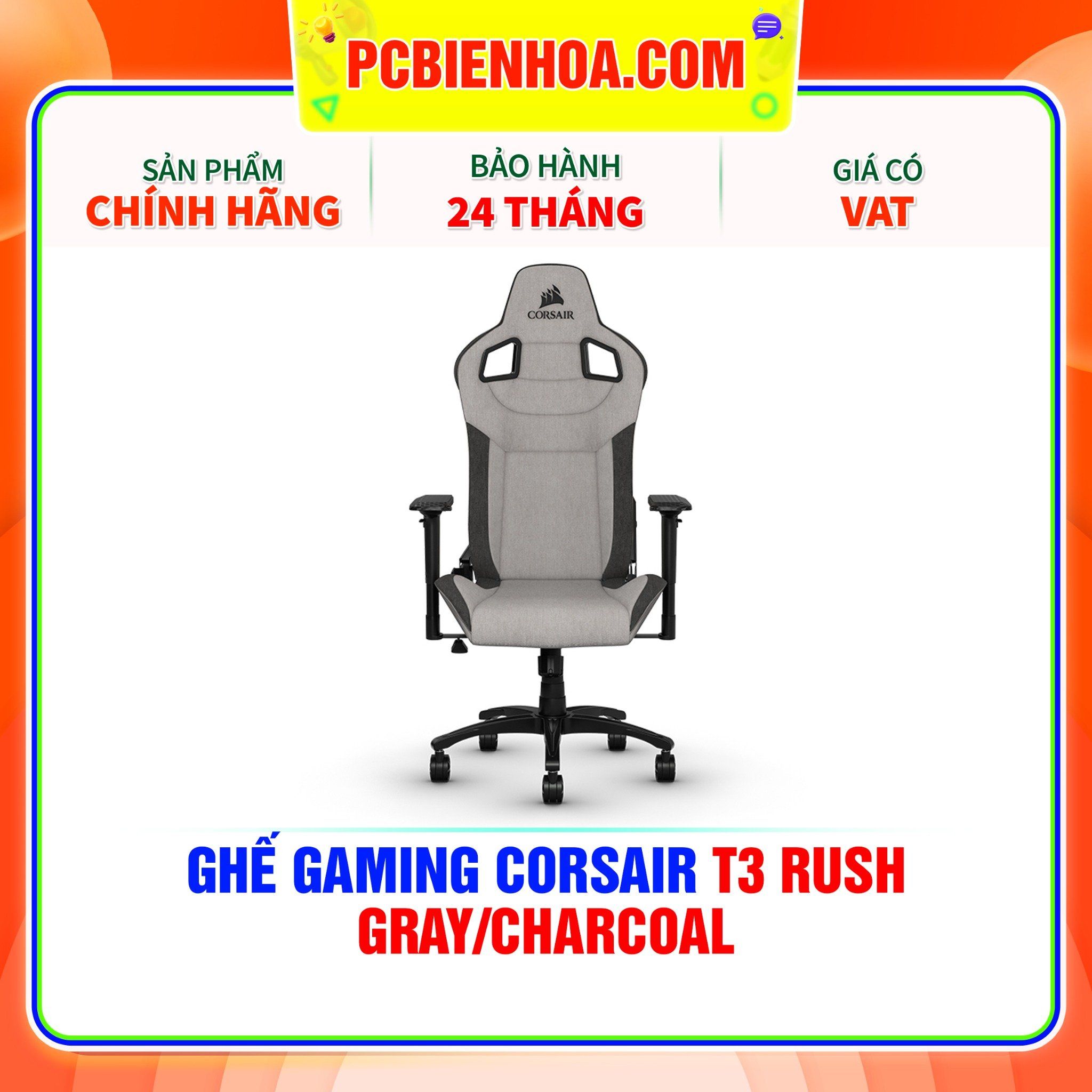  GHẾ GAMING CORSAIR T3 RUSH GRAY/CHARCOAL 