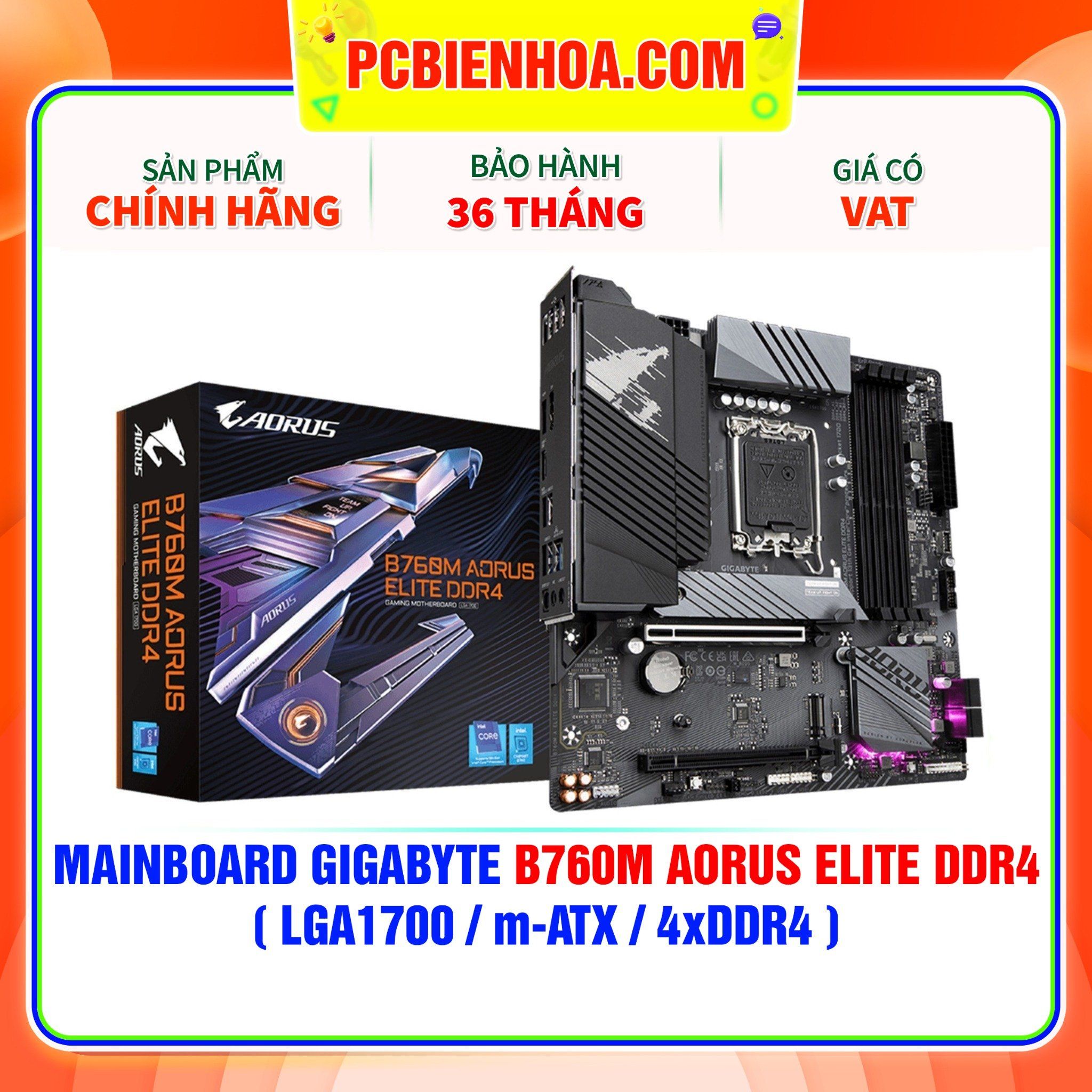  MAINBOARD GIGABYTE B760M AORUS ELITE DDR4 ( LGA1700 / m-ATX / 4xDDR4 ) 