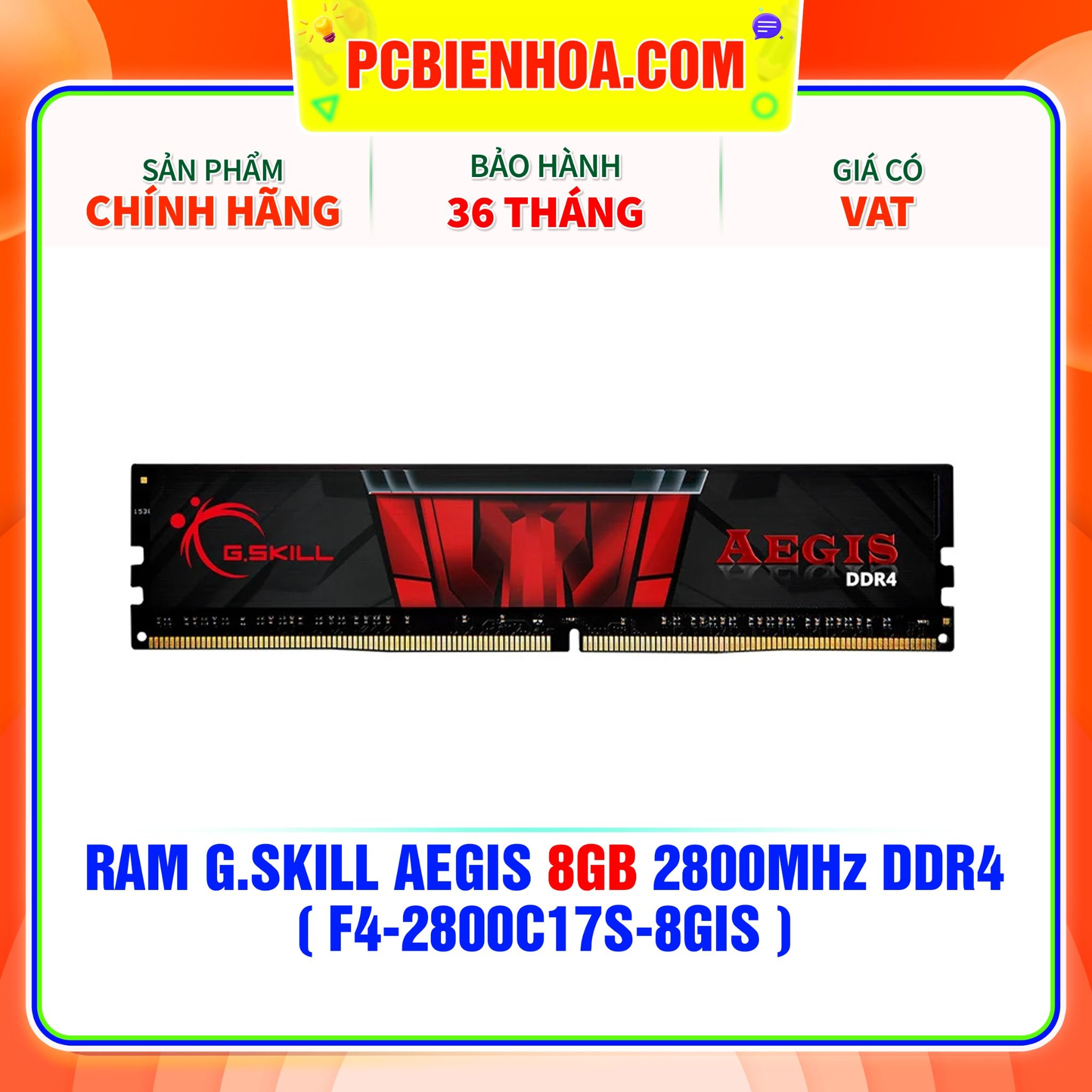  RAM G.SKILL AEGIS 8GB 2800MHz DDR4 ( F4-2800C17S-8GIS ) 