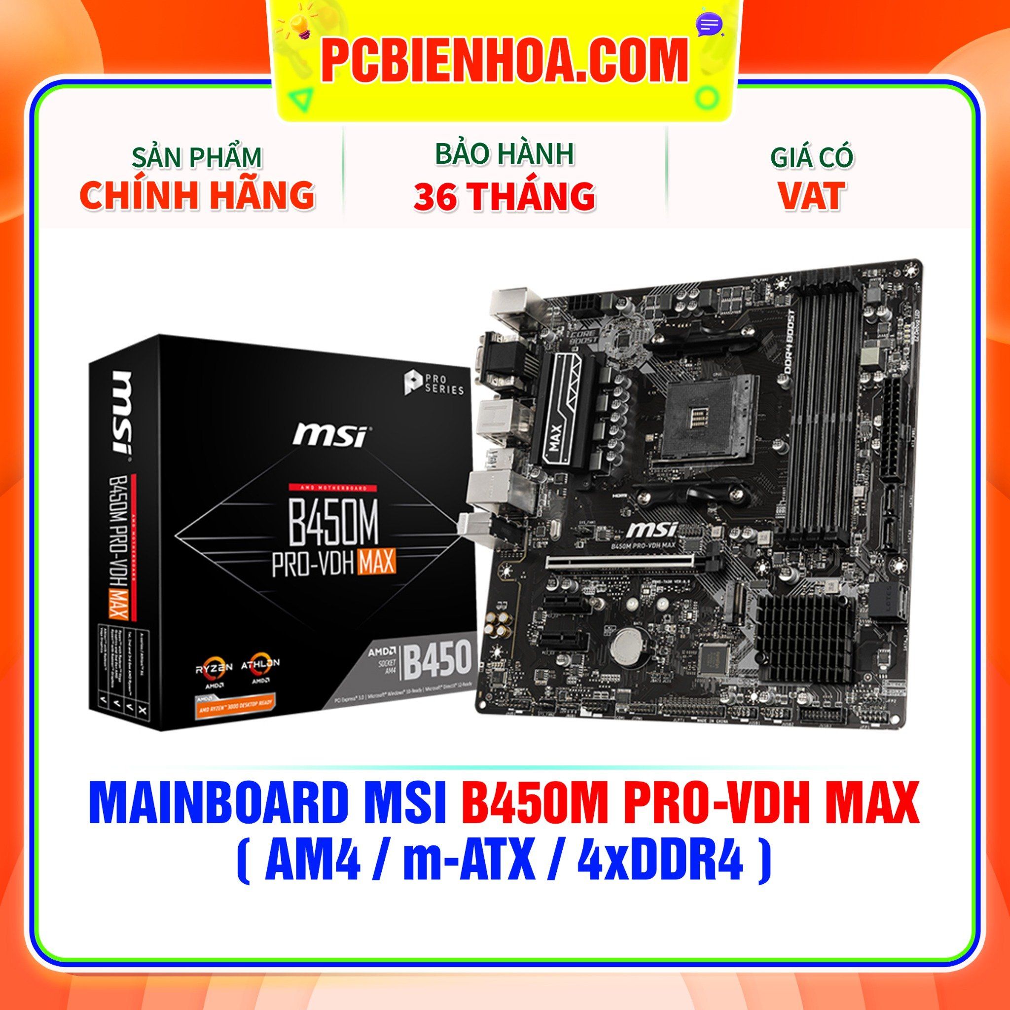  MAINBOARD MSI B450M PRO-VDH MAX ( AM4 / m-ATX / 4xDDR4 ) 