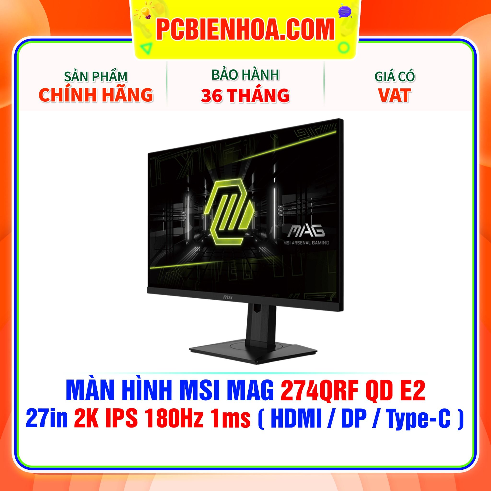  MÀN HÌNH MSI MAG 274QRF QD E2 - 27in 2K IPS 180Hz 1ms ( HDMI / DP / Type-C ) 