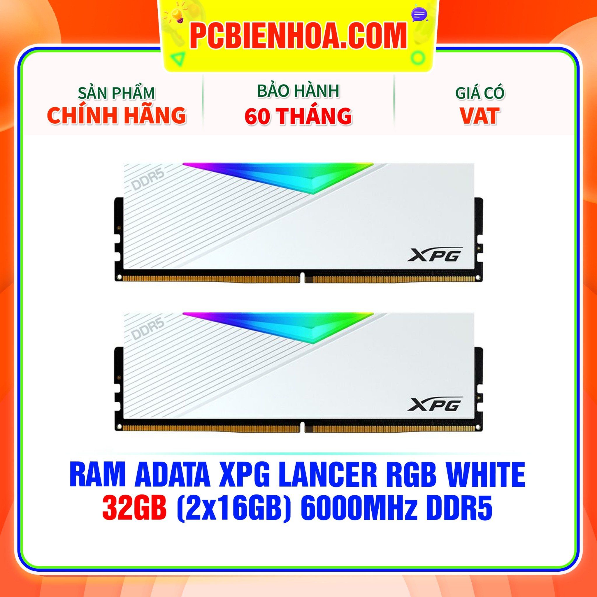  RAM ADATA XPG LANCER RGB WHITE - 32GB (2x16GB) 6000MHz DDR5 