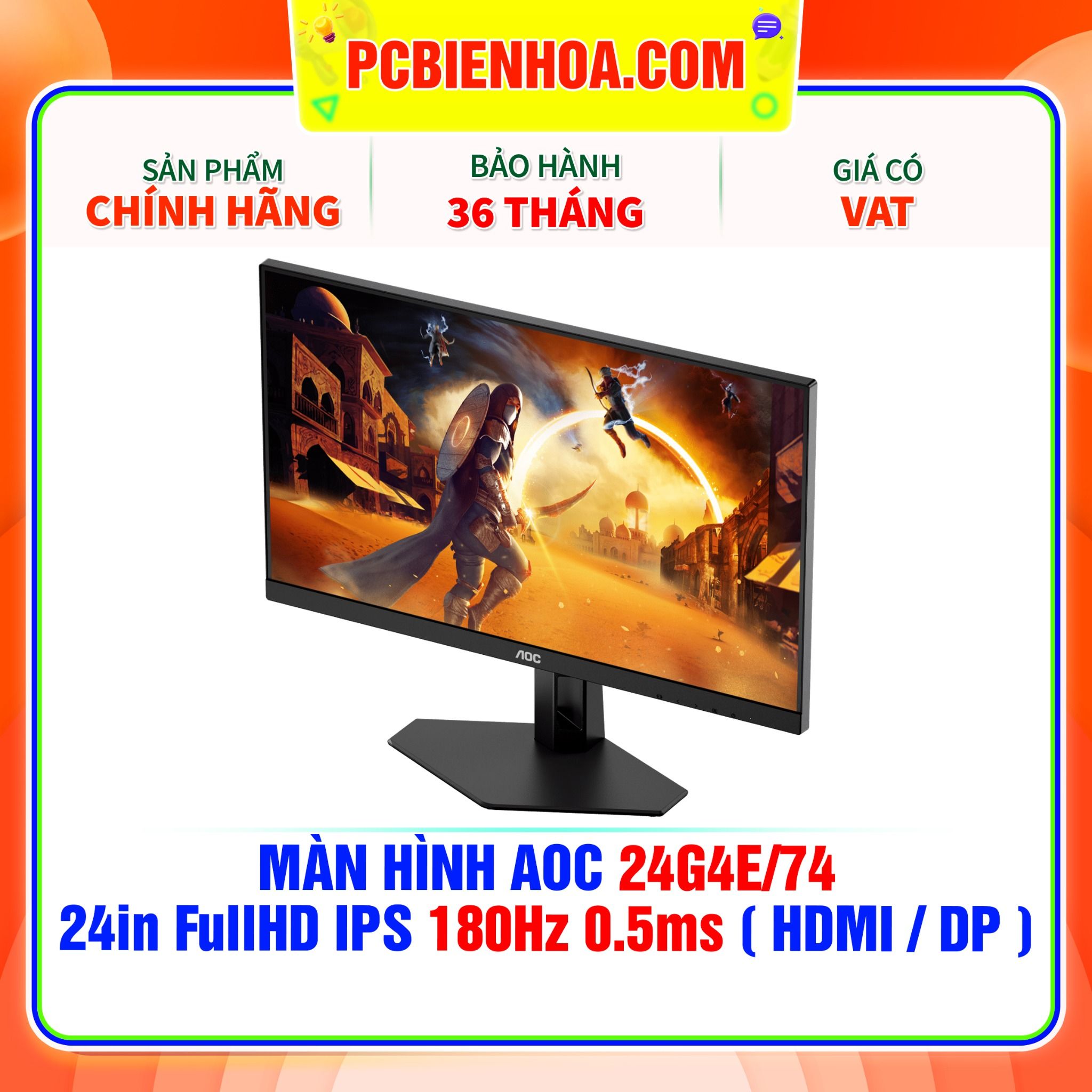  MÀN HÌNH AOC 24G4E/74 - 24in FullHD IPS 180Hz 0.5ms ( HDMI / DP ) 