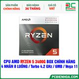  CPU AMD Ryzen 5 3400G BOX CHÍNH HÃNG ( 4 NHÂN 8 LUỒNG / Turbo 4.2 GHz / 6MB / Vega 11 Graphics ) 