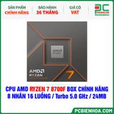  CPU AMD Ryzen 7 8700F BOX CHÍNH HÃNG ( 8 NHÂN 16 LUỒNG / Turbo 5.0 GHz / 24MB ) 