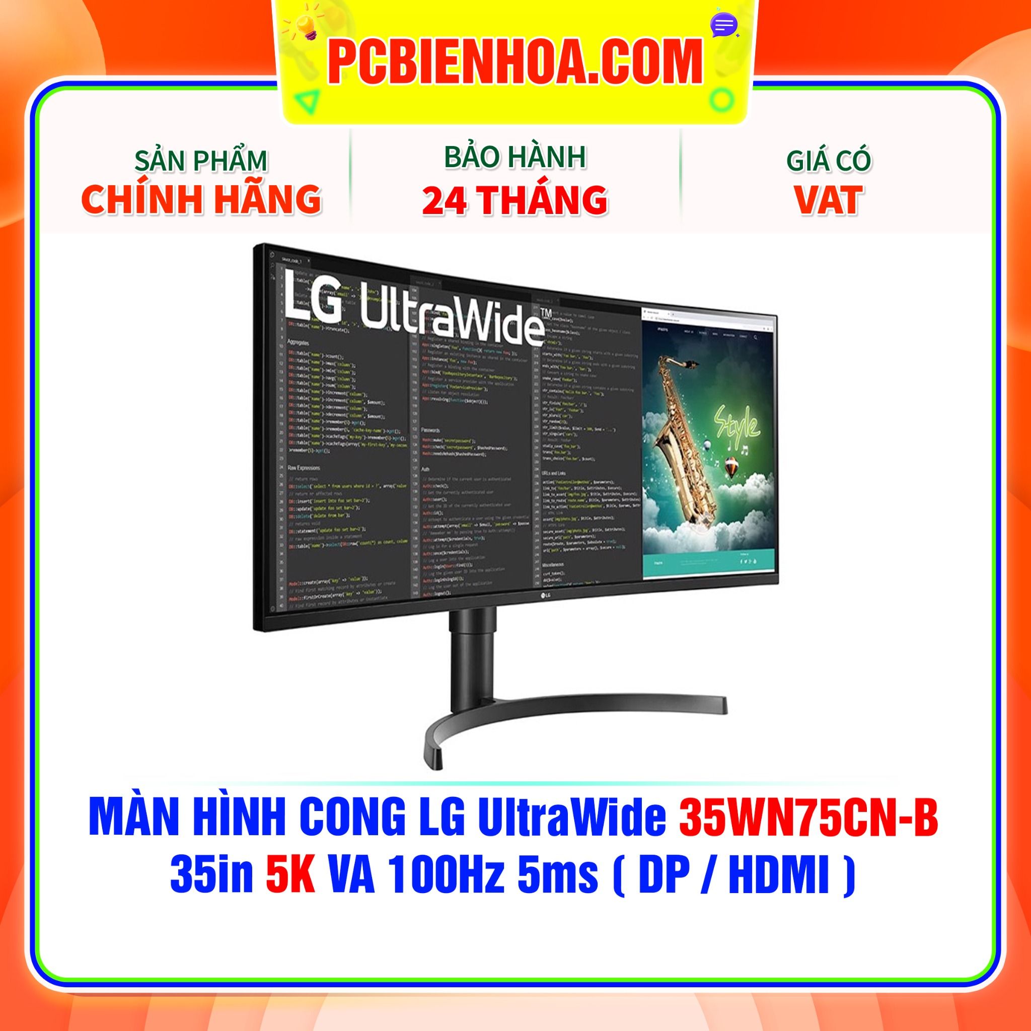  MÀN HÌNH CONG LG UltraWide 35WN75CN-B 35in 5K VA 100Hz 5ms ( DP / HDMI ) 