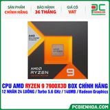  CPU AMD Ryzen 9 7900X3D BOX CHÍNH HÃNG ( 12 NHÂN 24 LUỒNG / Turbo 5.6 GHz / 140MB / Radeon Graphics ) 