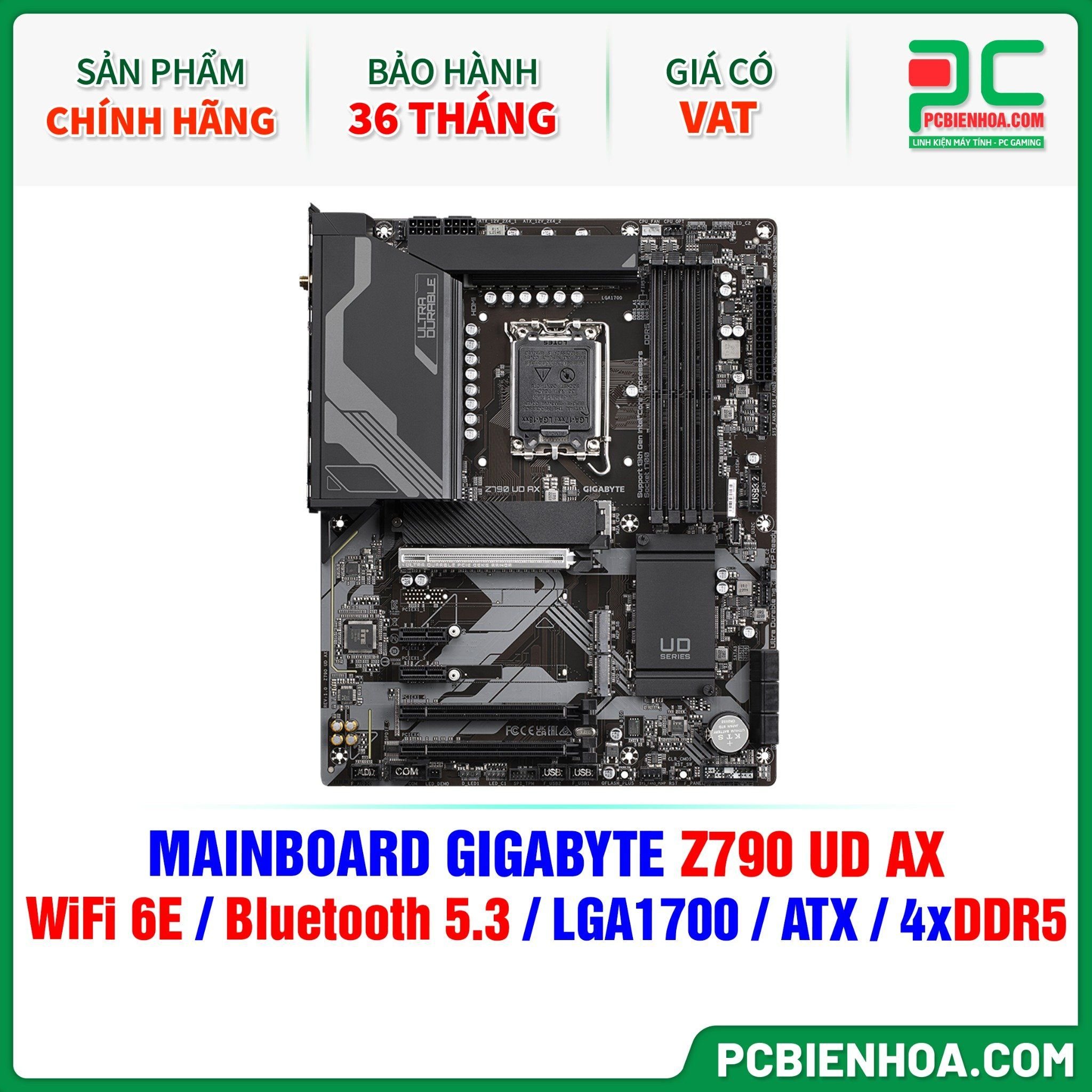  DDR5 - MAINBOARD GIGABYTE Z790 UD AX ( WIFI 6E / Bluetooth 5.3 / LGA1700 / ATX / 4xDDR5 ) 