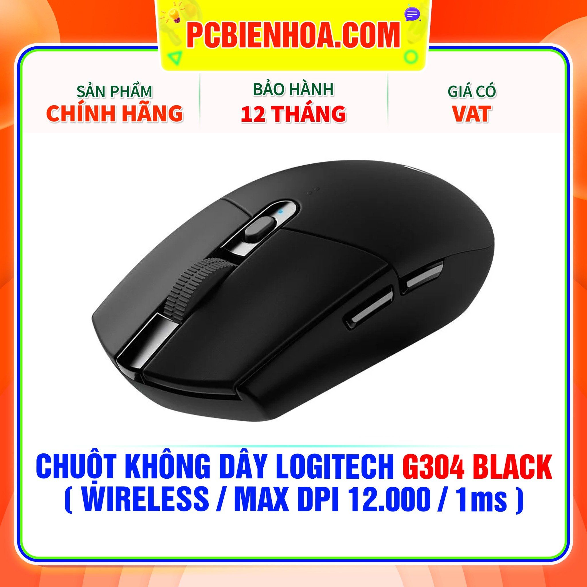  CHUỘT KHÔNG DÂY LOGITECH G304 BLACK ( WIRELESS / MAX DPI 12.000 / 1MS ) 