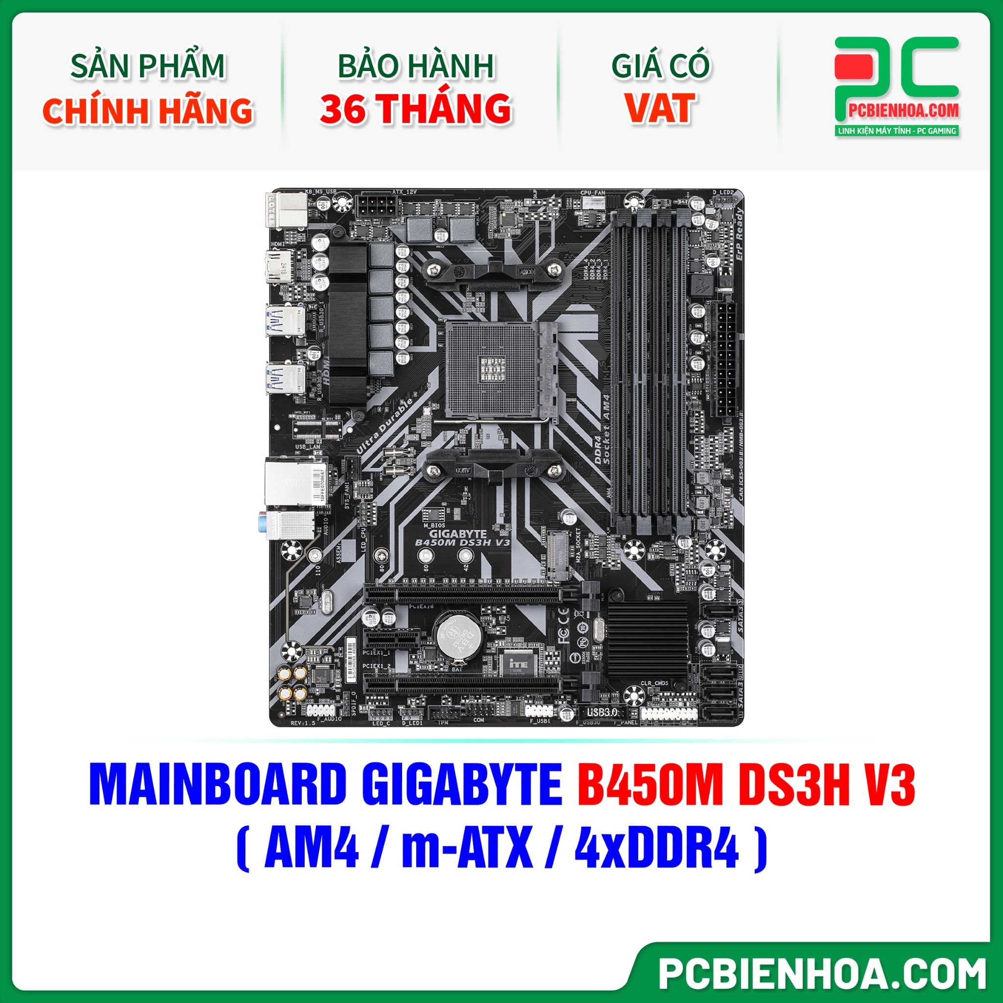  MAINBOARD GIGABYTE B450M DS3H V3 ( AM4 / m-ATX / 4xDDR4 ) 