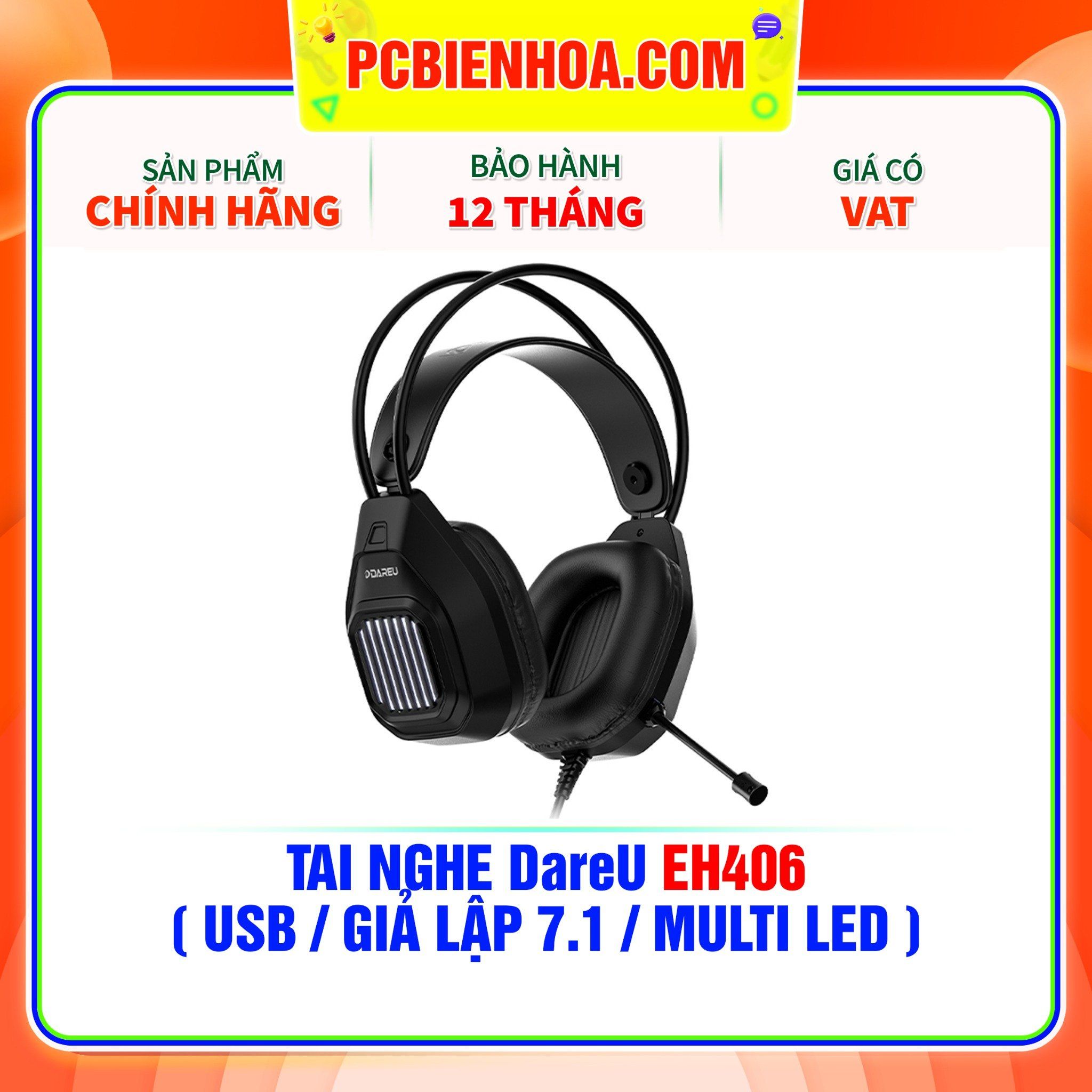  TAI NGHE DareU EH406 ( USB / GIẢ LẬP 7.1 / MULTI LED ) 
