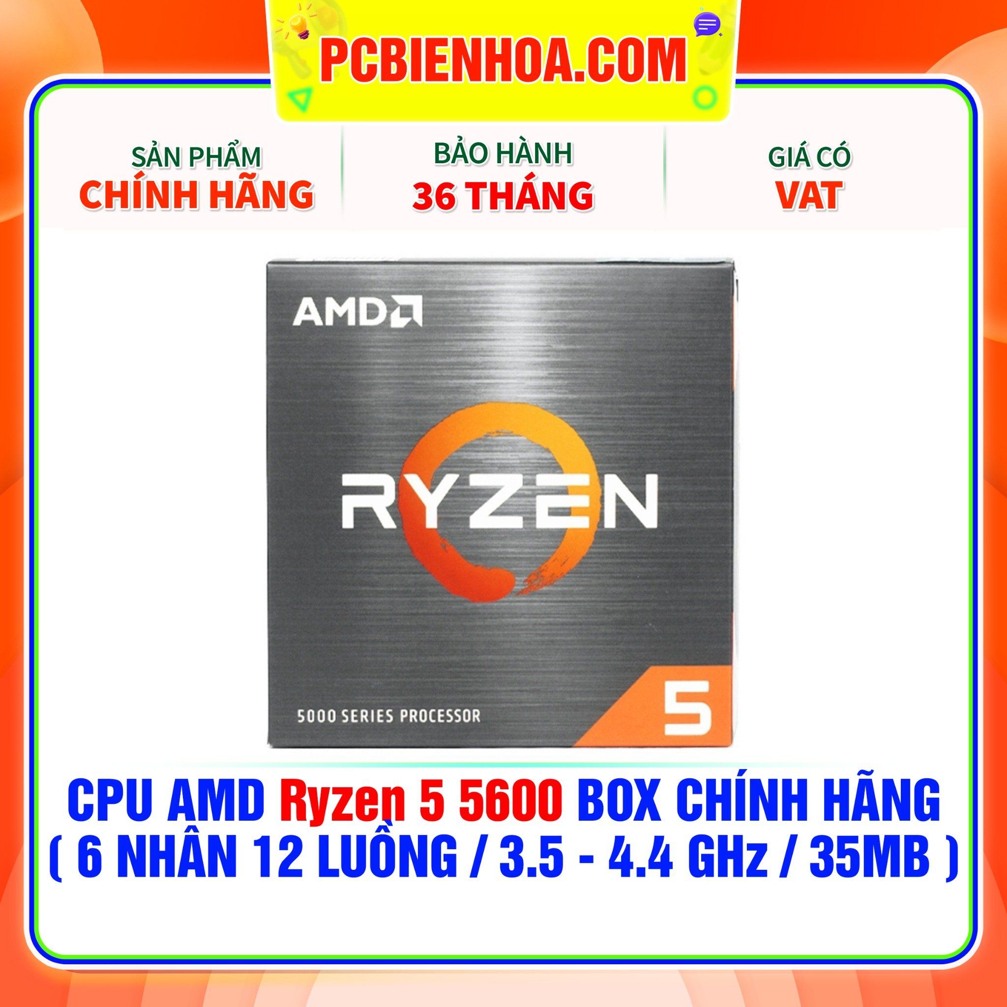  CPU AMD Ryzen 5 5600 BOX CHÍNH HÃNG ( 6 NHÂN 12 LUỒNG / 3.5 - 4.4 GHz / 35MB ) 