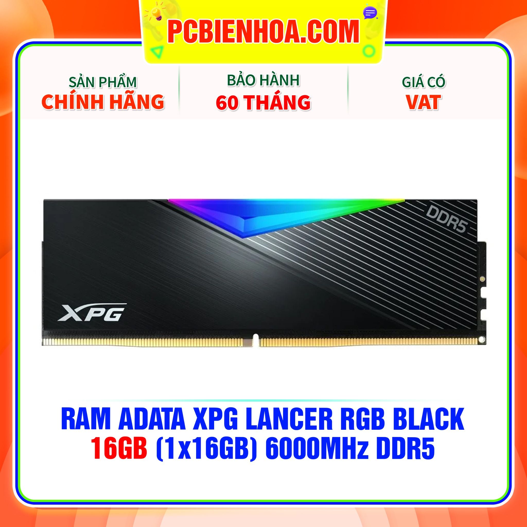  RAM ADATA XPG LANCER RGB BLACK - 16GB (1x16GB) 6000MHz DDR5 