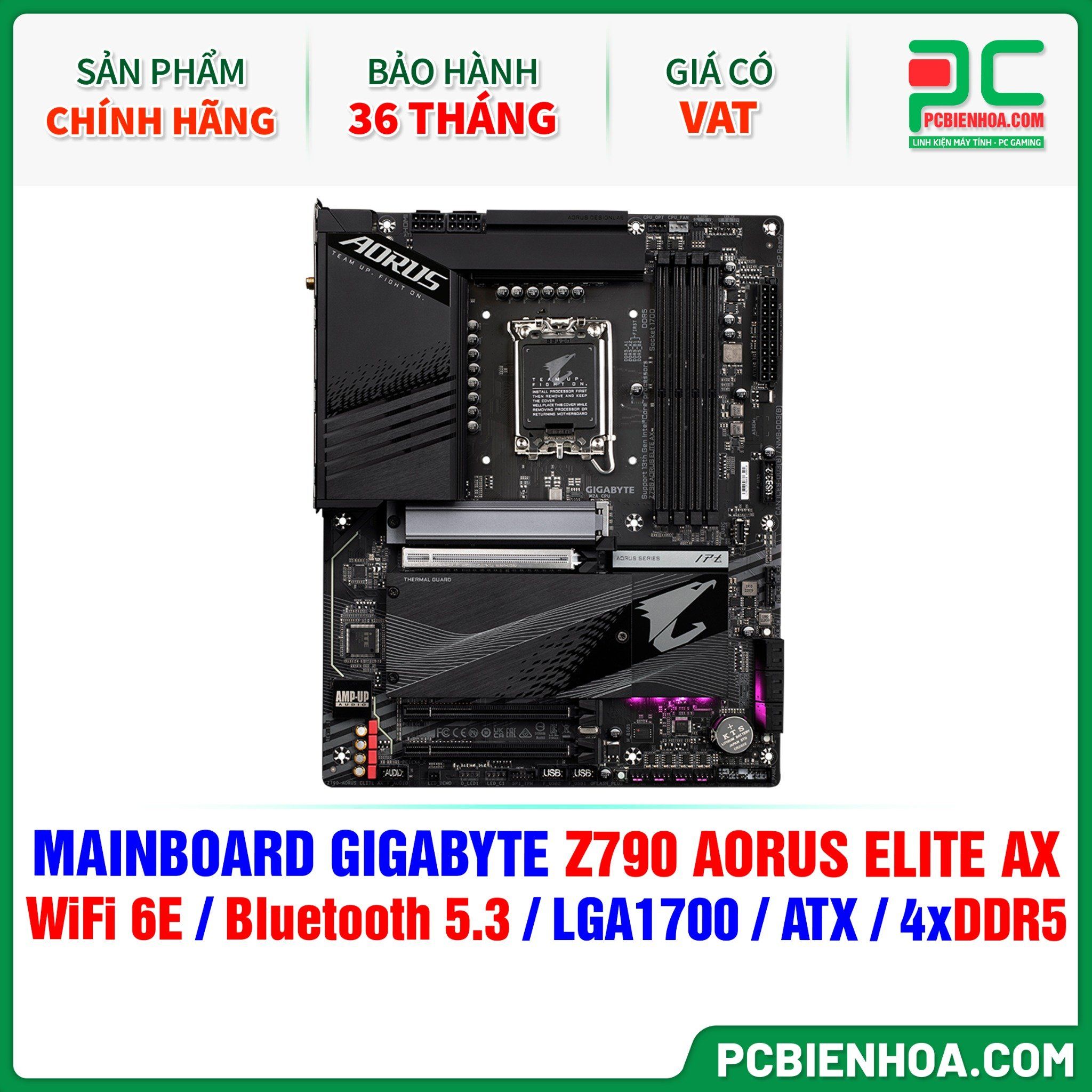  DDR5 - MAINBOARD GIGABYTE Z790 AORUS ELITE AX ( WIFI 6E / Bluetooth 5.3 / LGA1700 / ATX / 4xDDR5 ) 