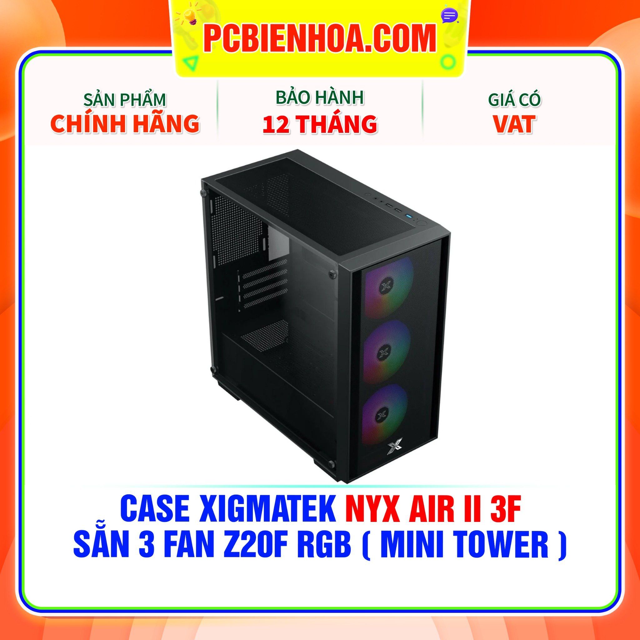  CASE XIGMATEK NYX AIR II 3F - SẴN 3 FAN Z20F RGB ( MINI TOWER - EN41952 ) 