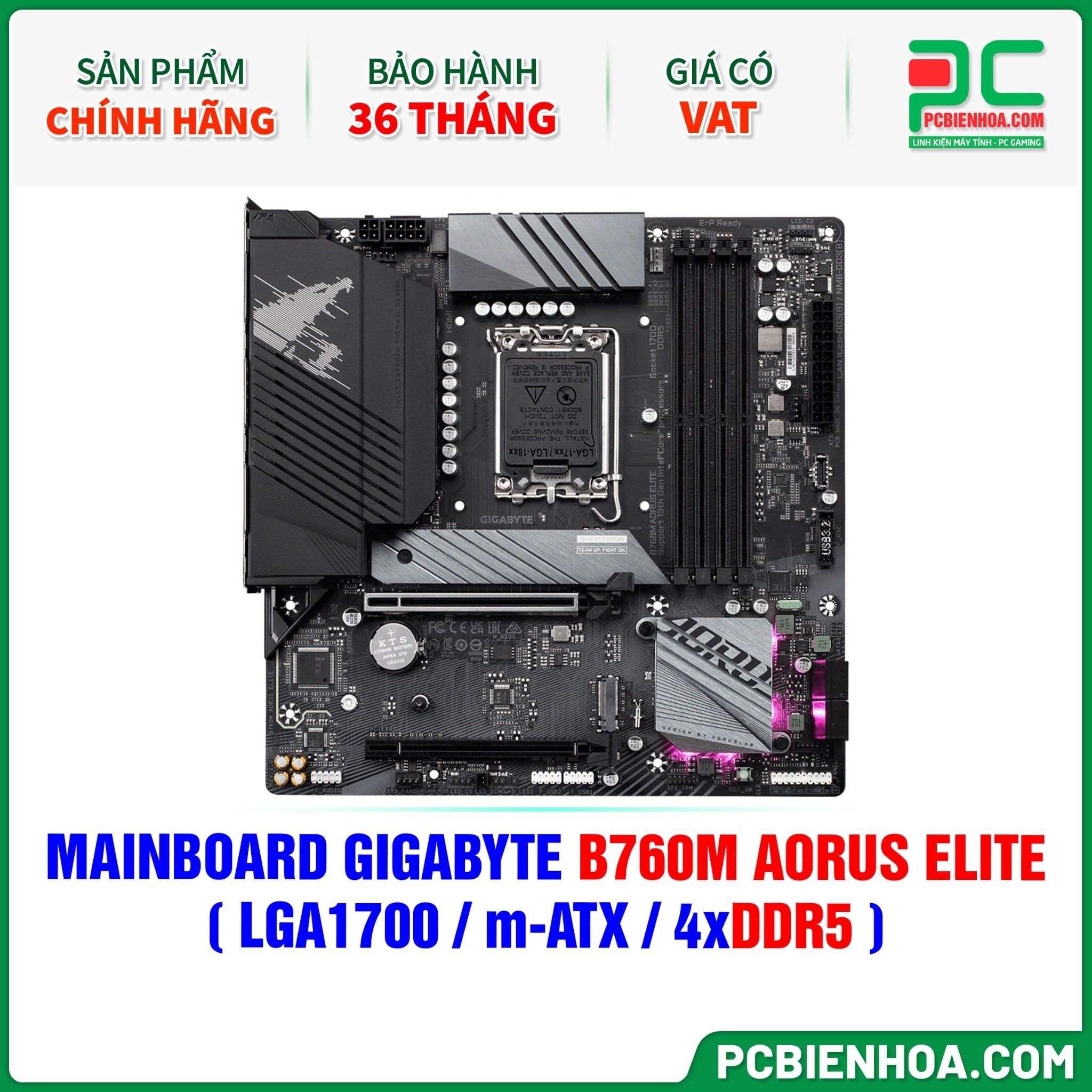  DDR5 - MAINBOARD GIGABYTE B760M AORUS ELITE ( LGA1700 / m-ATX / 4xDDR5 ) 