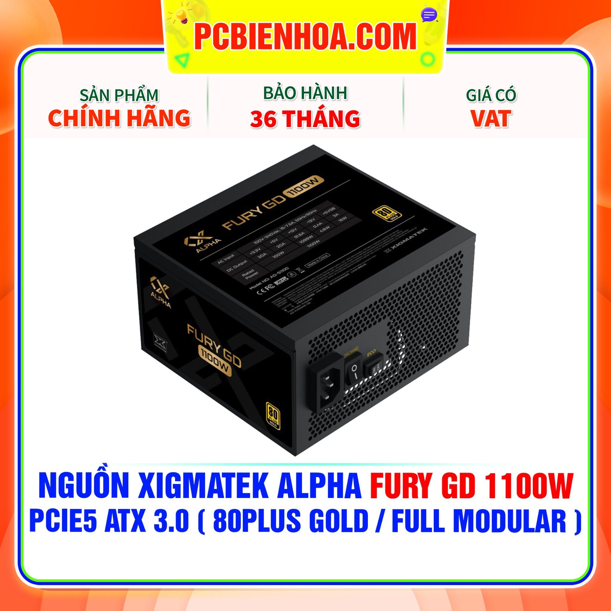  NGUỒN XIGMATEK ALPHA FURY GD 1100W - PCIE5 ATX 3.0 ( 80PLUS GOLD / FULL MODULAR - EN40535 ) 