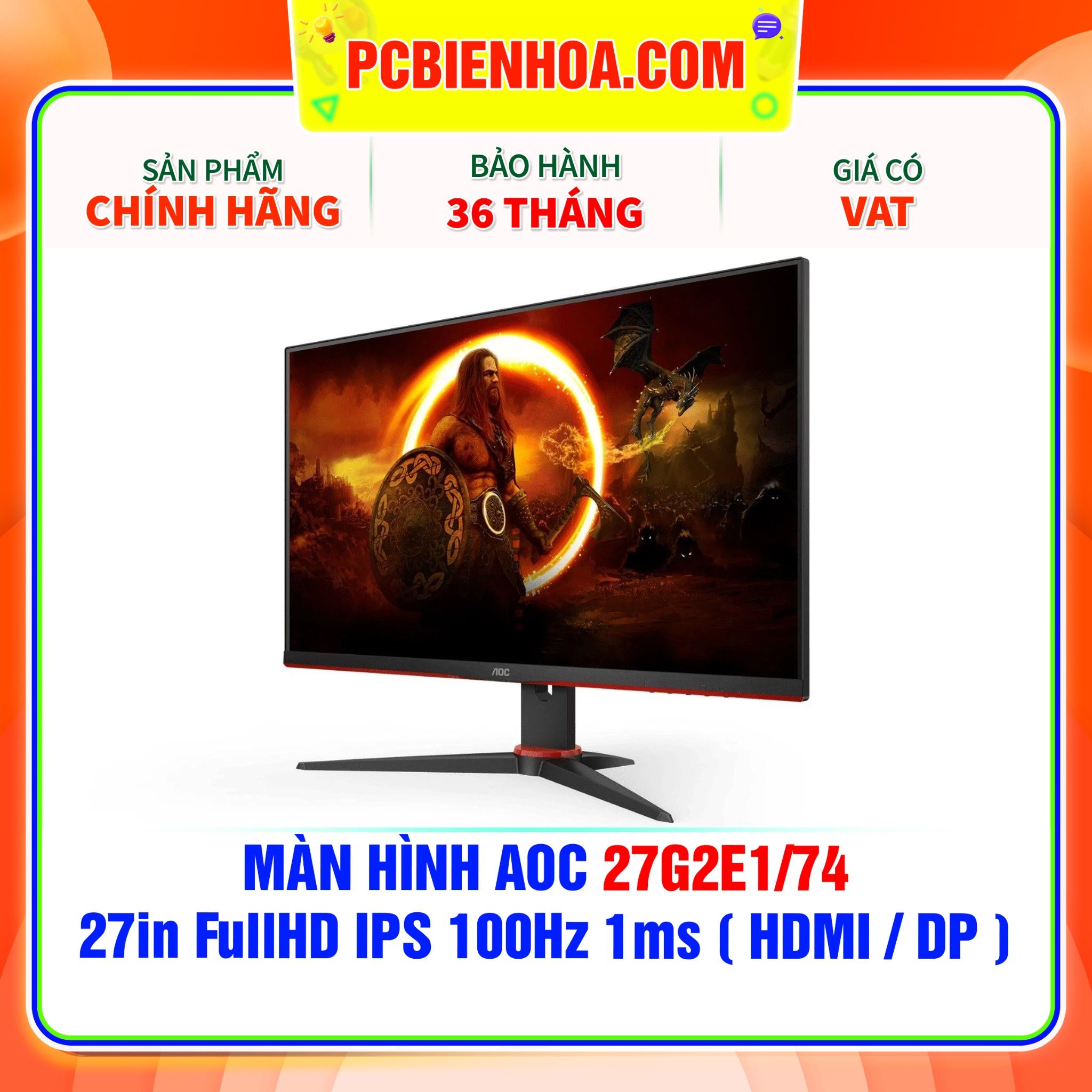  MÀN HÌNH AOC 27G2E1/74 - 27in FullHD IPS 100Hz 1ms ( HDMI / DP ) 