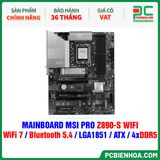  DDR5 - MAINBOARD MSI PRO Z890-S WIFI ( WiFi 7 / Bluetooth 5.4 / LGA1851 / ATX / 4xDDR5 ) 