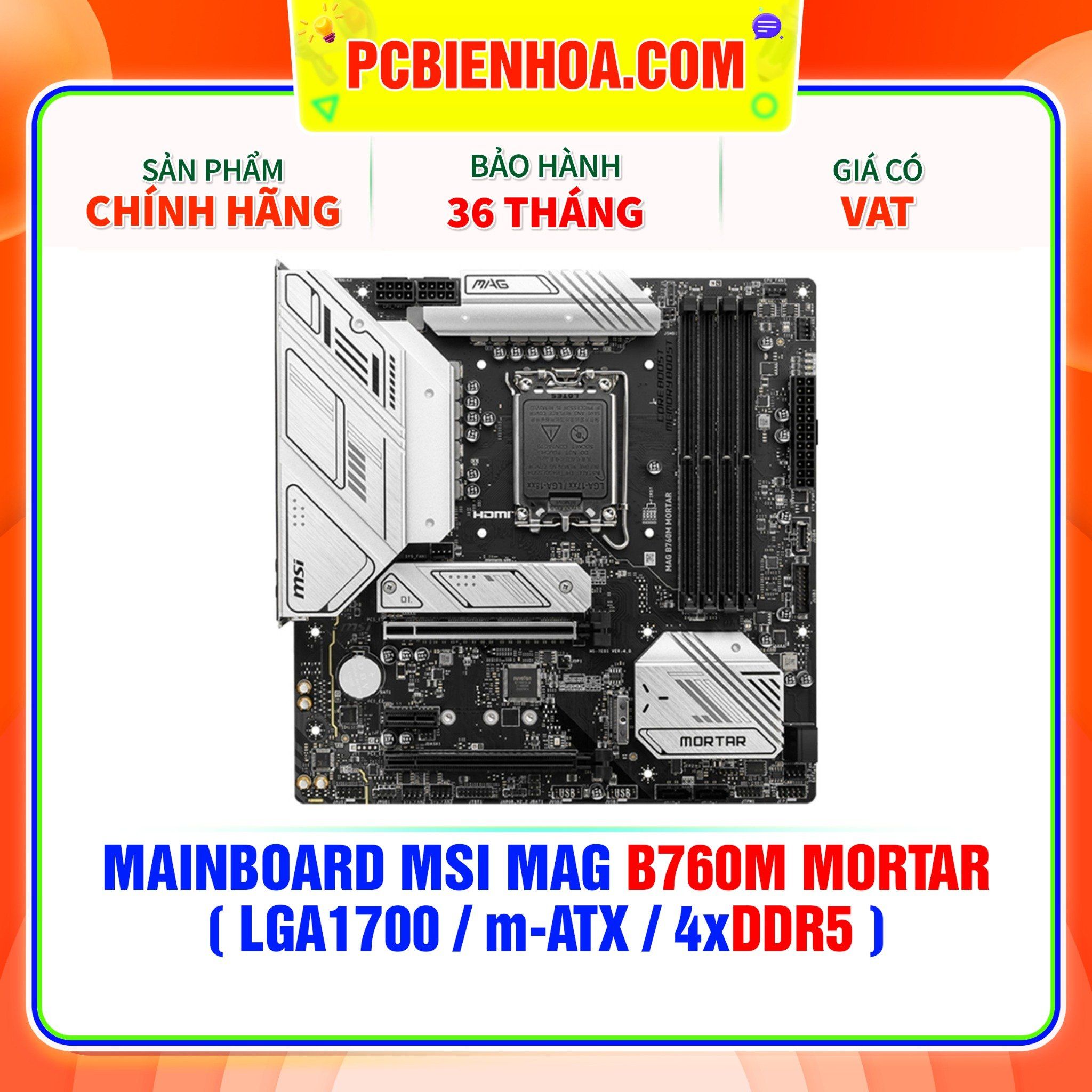  DDR5 - MAINBOARD MSI MAG B760M MORTAR ( LGA1700 / m-ATX / 4xDDR5 ) 