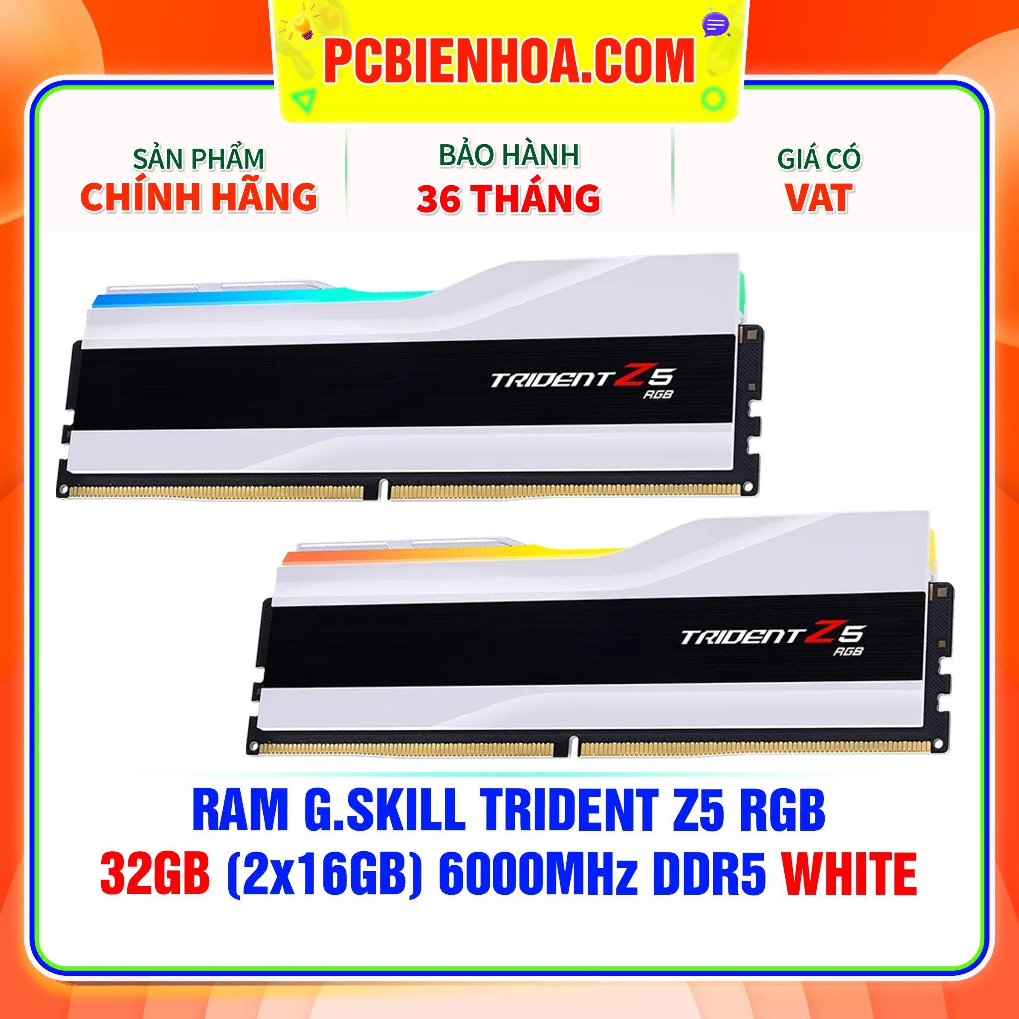  RAM G.SKILL TRIDENT Z5 RGB 32GB (2x16GB) 6000MHz DDR5 WHITE ( F5-6000J3238F16GX2-TZ5RW ) 