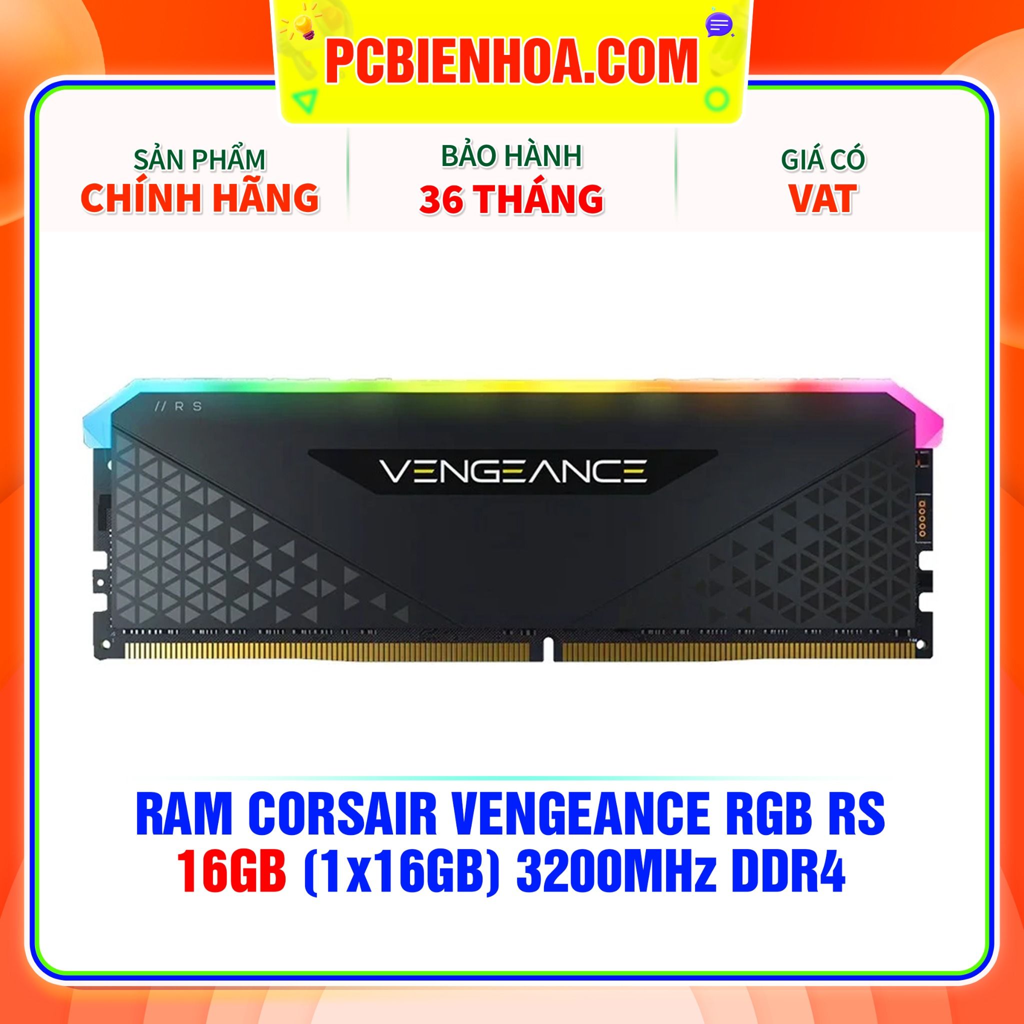  RAM CORSAIR VENGEANCE RGB RS 16GB (1x16GB) 3200MHz DDR4 C16 (CMG16GX4M1E3200C16) 
